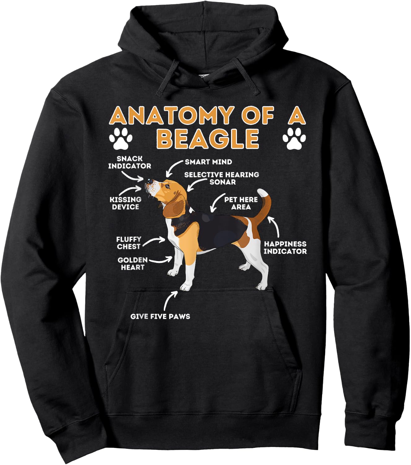 Anatomy Of A Beagle - Funny Beagle Dog Lover Pet Owner Hoodie - Hoodie | Black