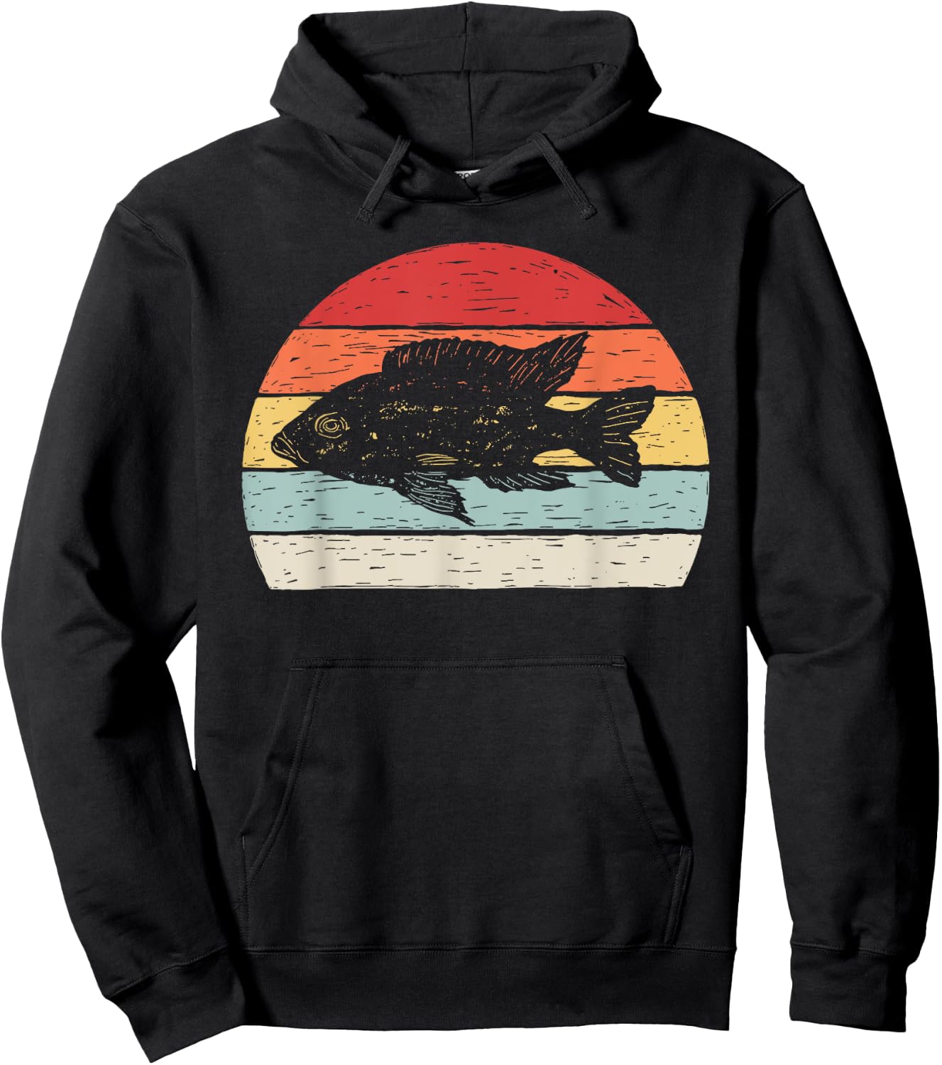 Vintage Retro Cichlid Fish Hoodie - Hoodie | Black
