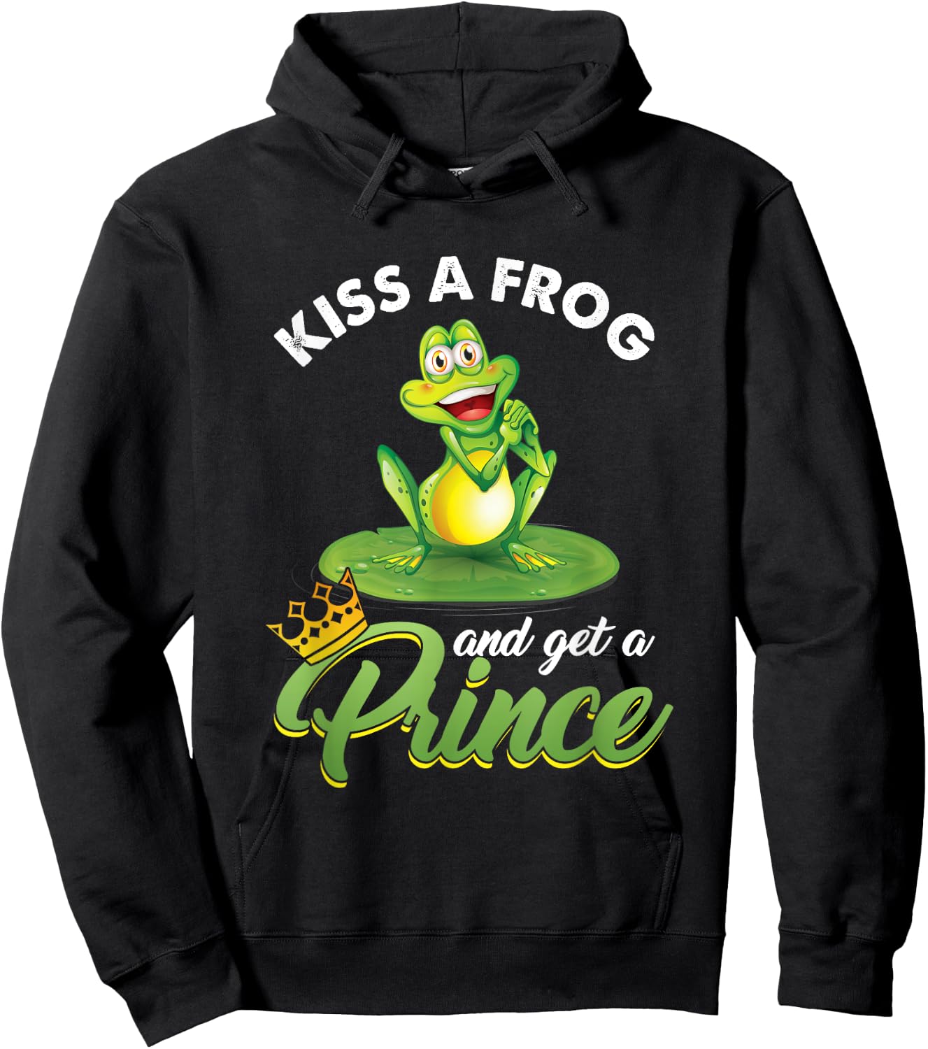 Frog Lover Princess Fairy Tale Believers Kissing Frog Hoodie - Hoodie | Black