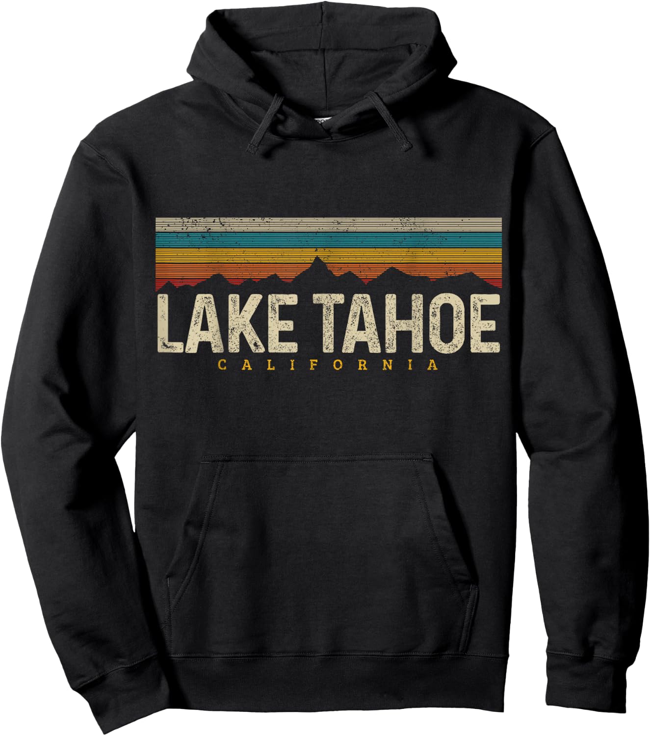 Lake Tahoe Vintage Mountains Hiking Camping Retro California Hoodie - Hoodie | Black