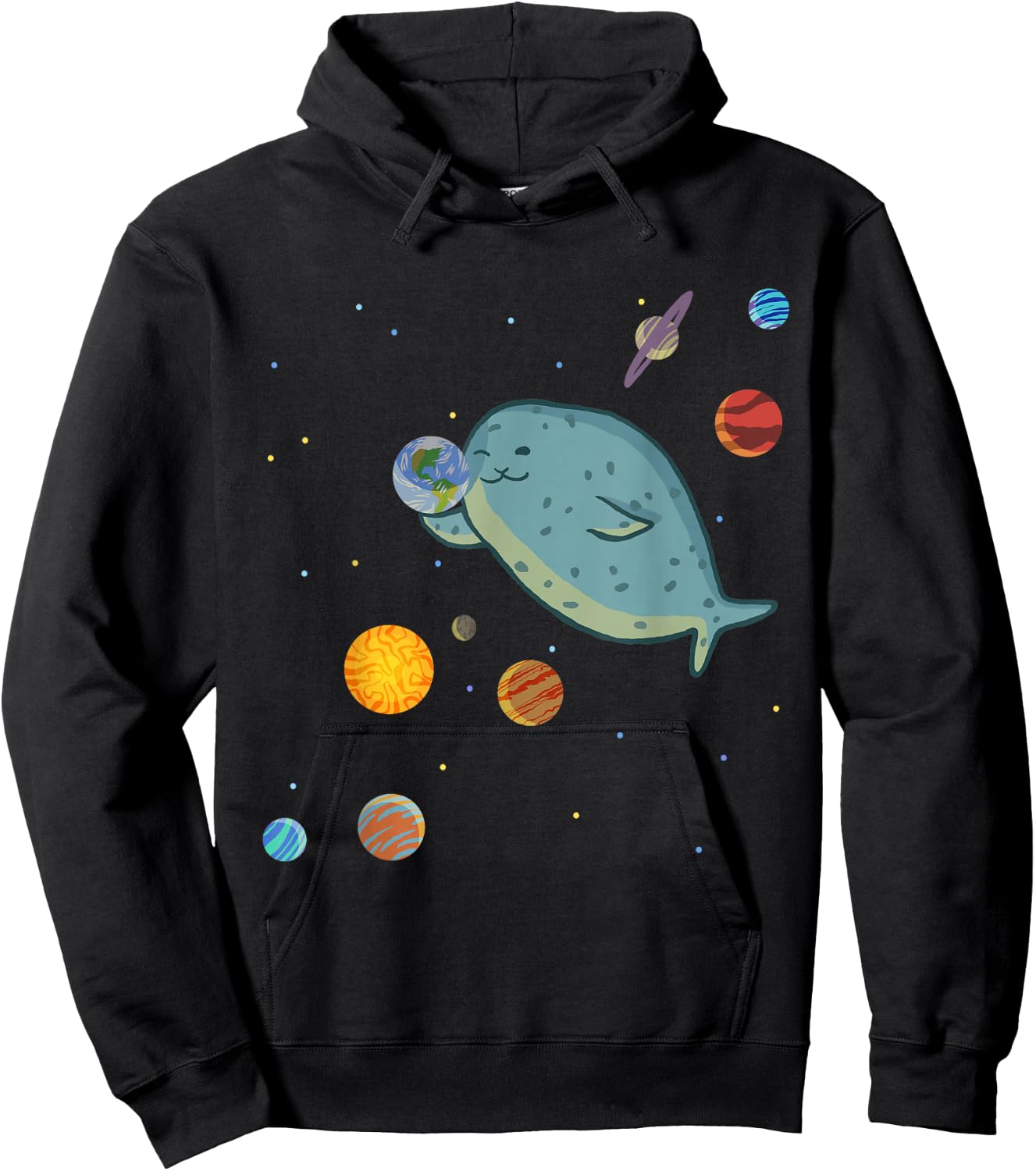 Space Seal Exploring the Planets, Stars, and Solar System Hoodie - Hoodie | Black