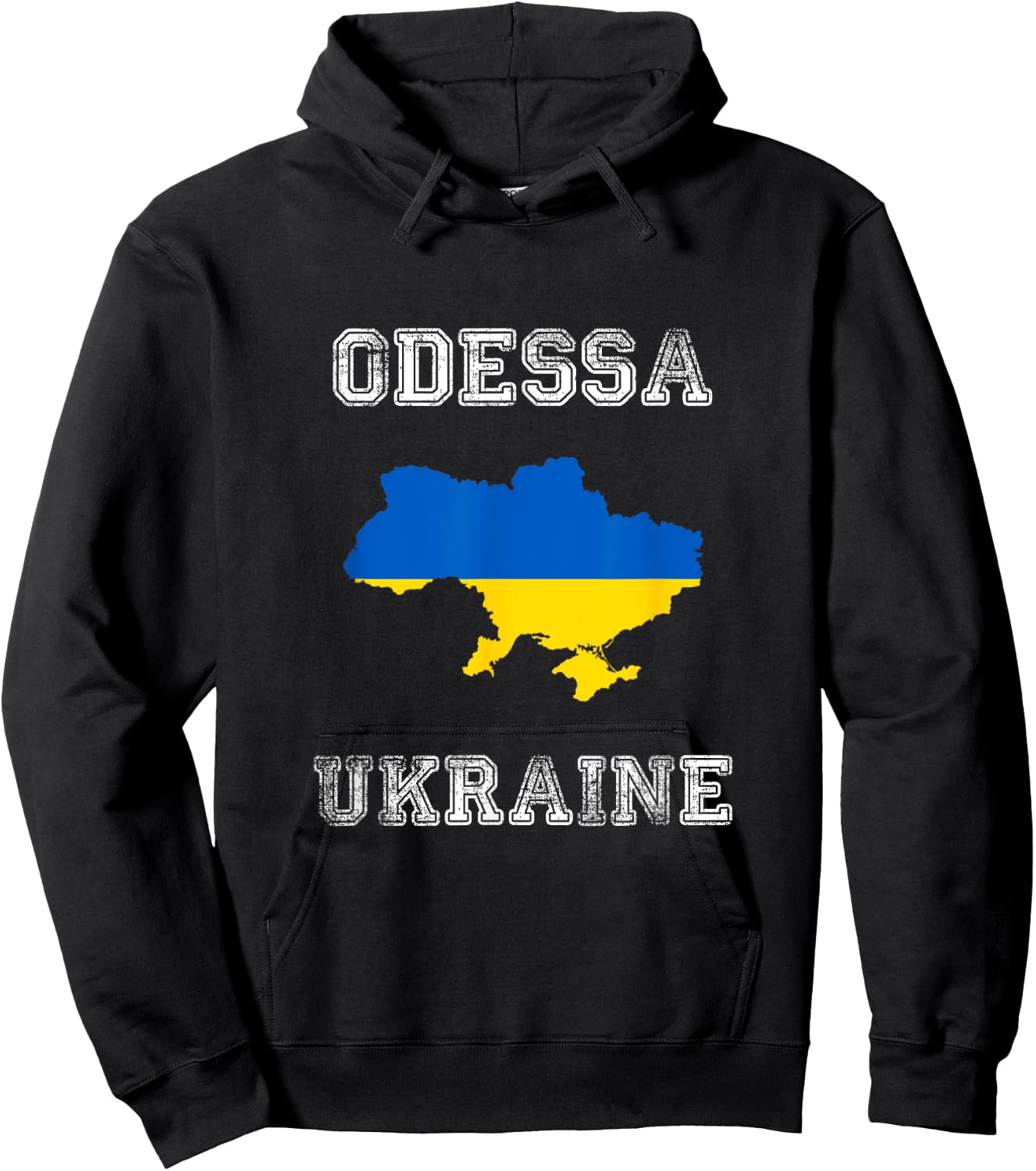 Retro Odessa Ukraine Distressed Ukraine Flag Hoodie - Hoodie | Black