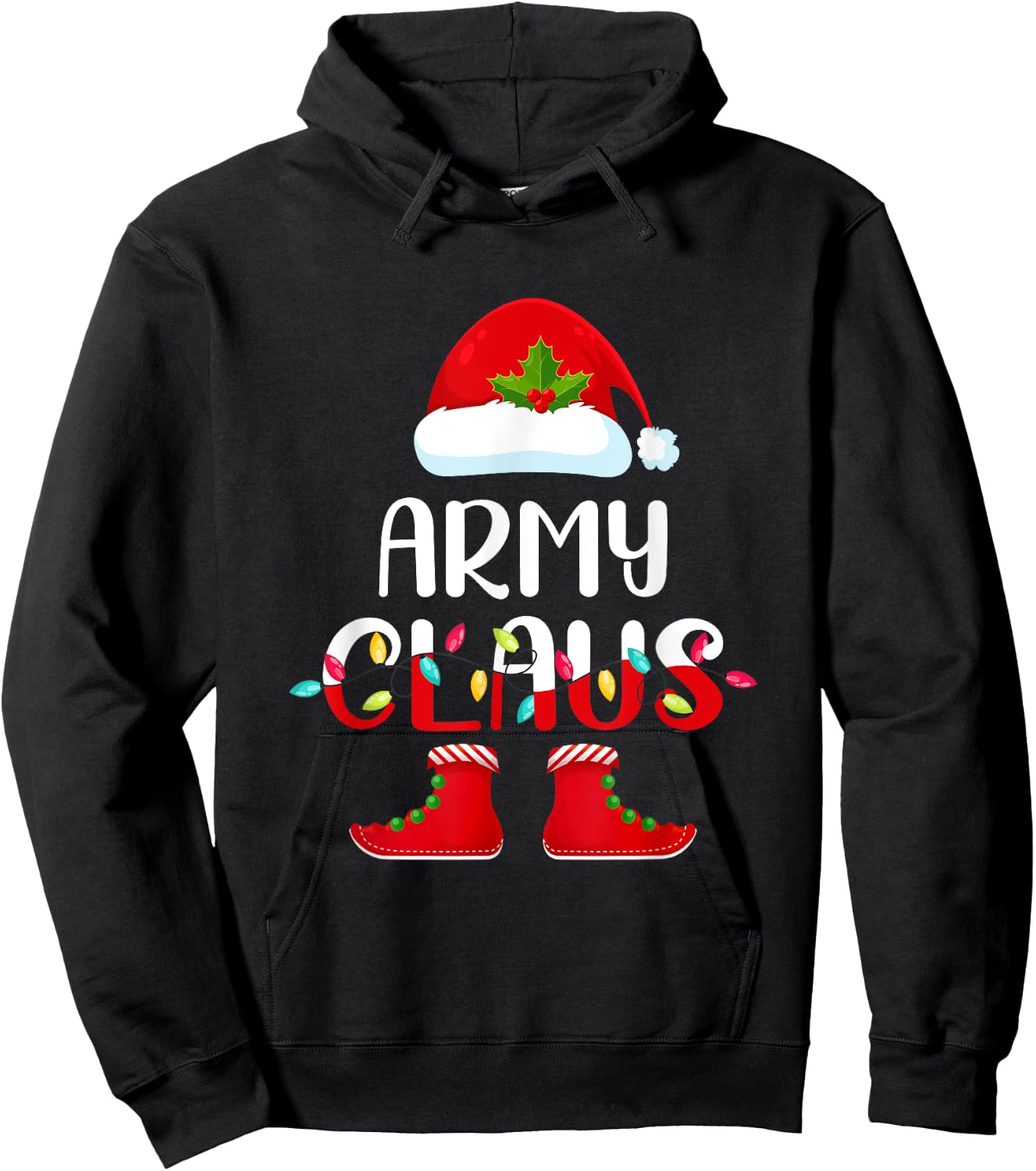 Santa Army Claus Elf Matching Family Group Christmas Hoodie - Hoodie | Black