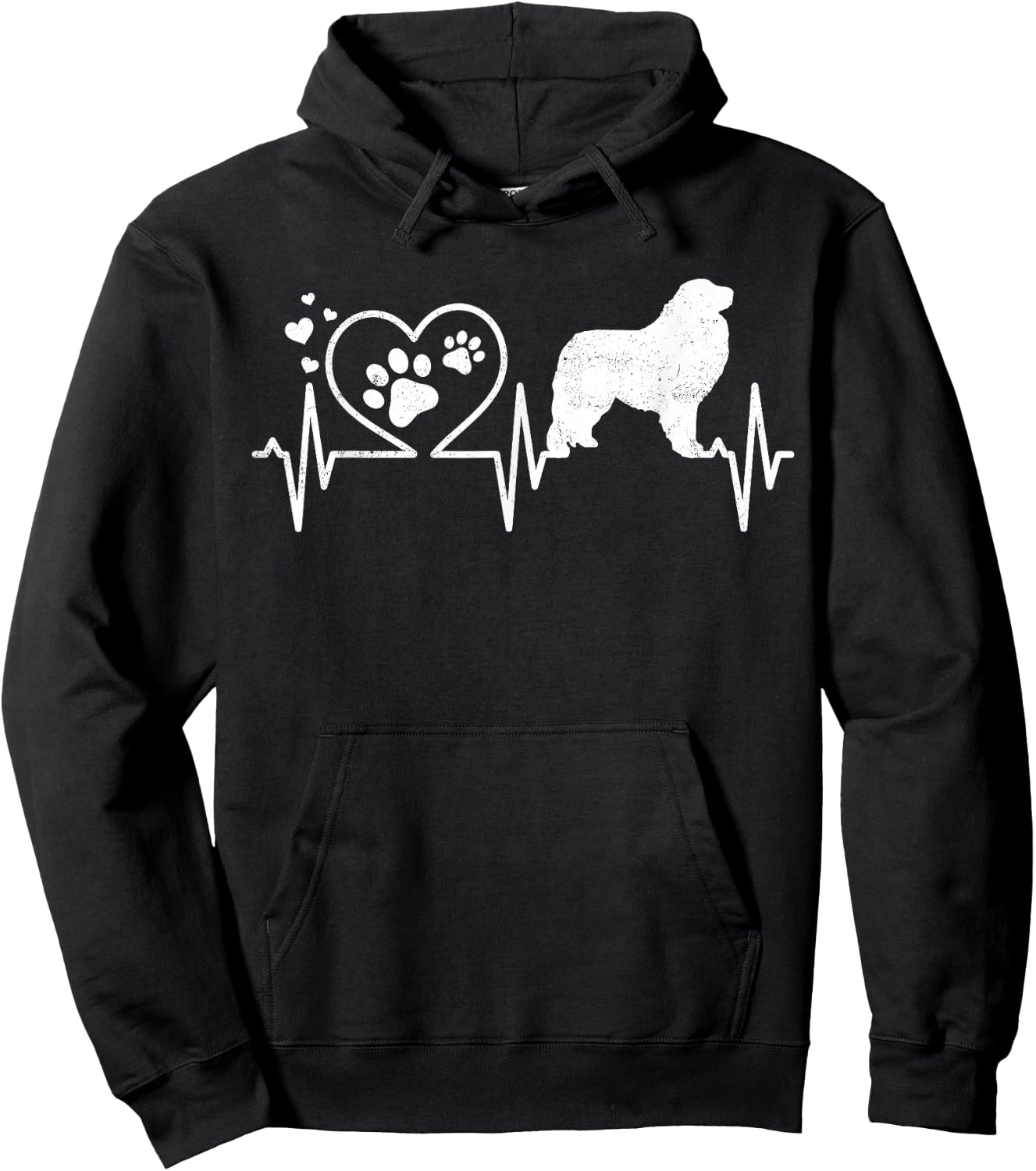 Great Pyrenees Mom Mama Dad Heartbeat Dog Heart Gift Hoodie - Hoodie | Black