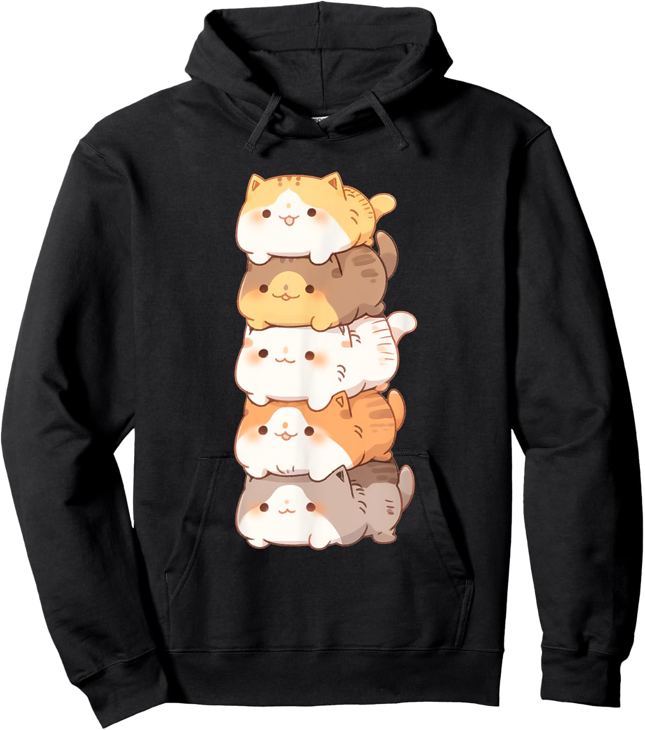 Adorable Stack of Cats for Cat Lovers Women Kids Hoodie - Hoodie | Black