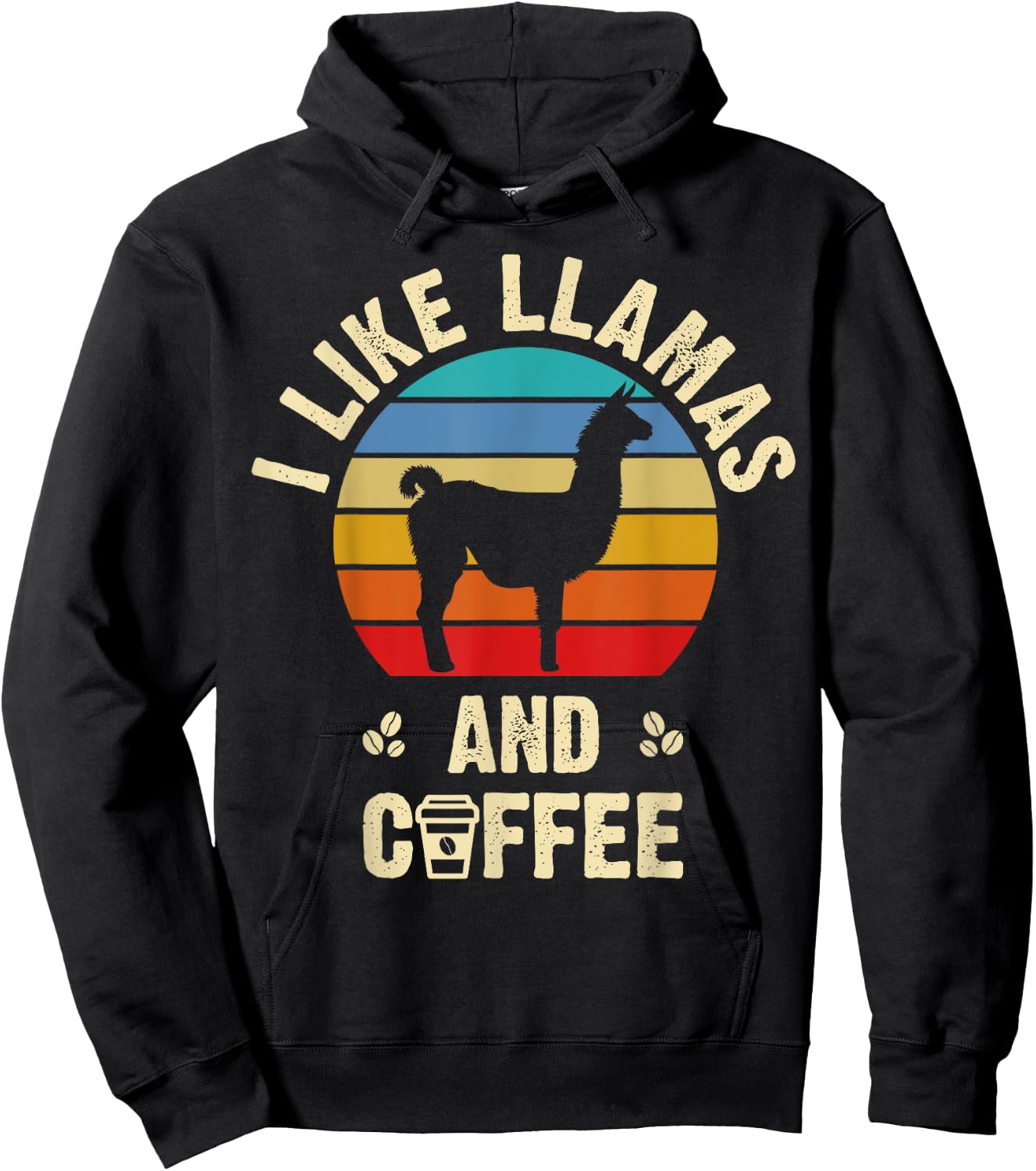 I like Llamas & Coffee Funny vintage llama theme lover Hoodie - Hoodie | Black