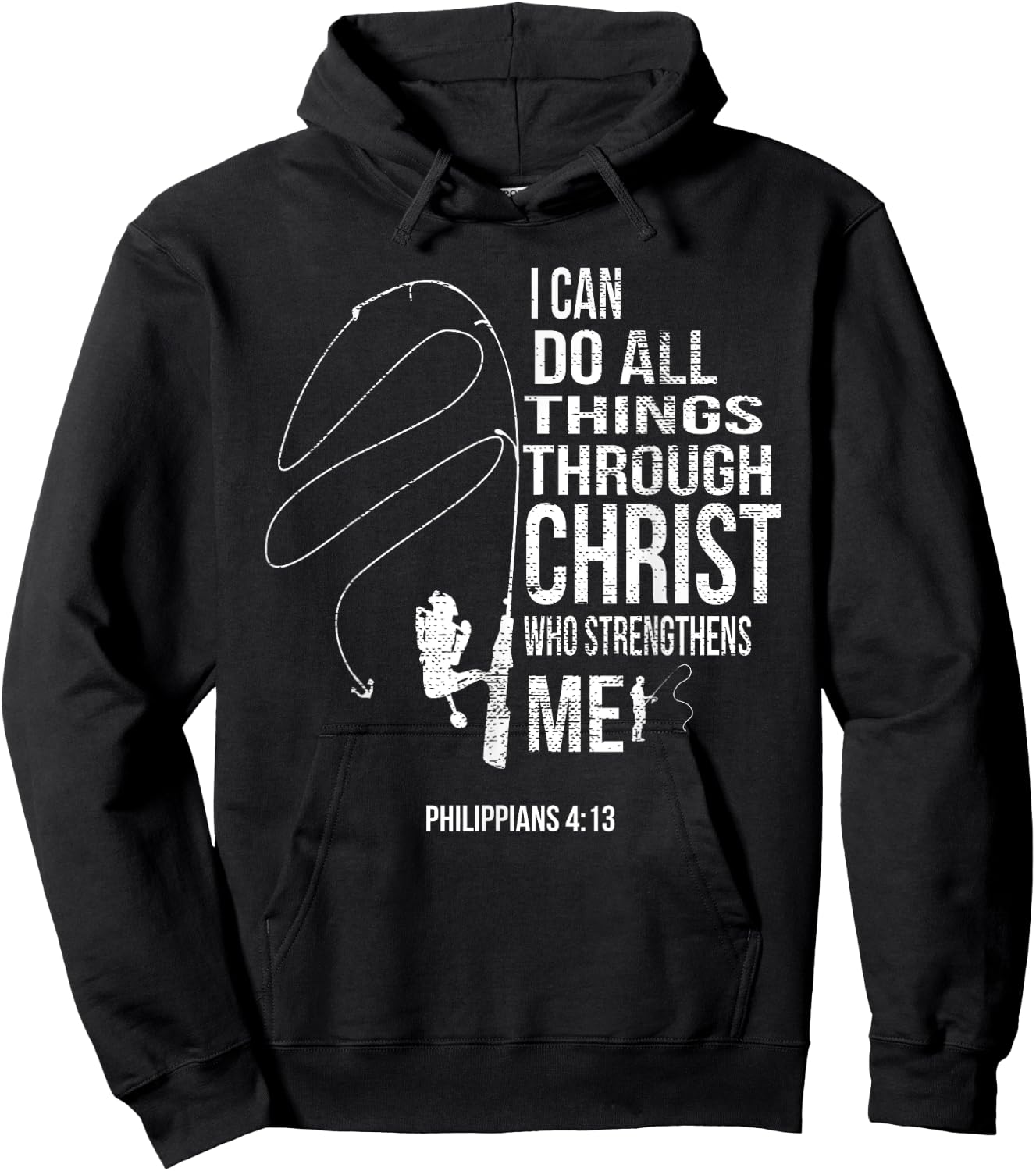 Philippians 4:13 Verses Fishing Funny Fisher Christian Gift Hoodie - Hoodie | Black
