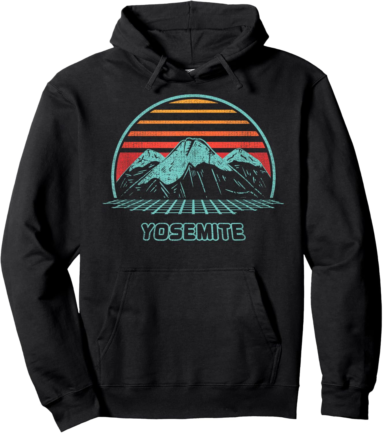 Yosemite Retro National Park Hiking Vintage 80s Style Hoodie - Hoodie | Black