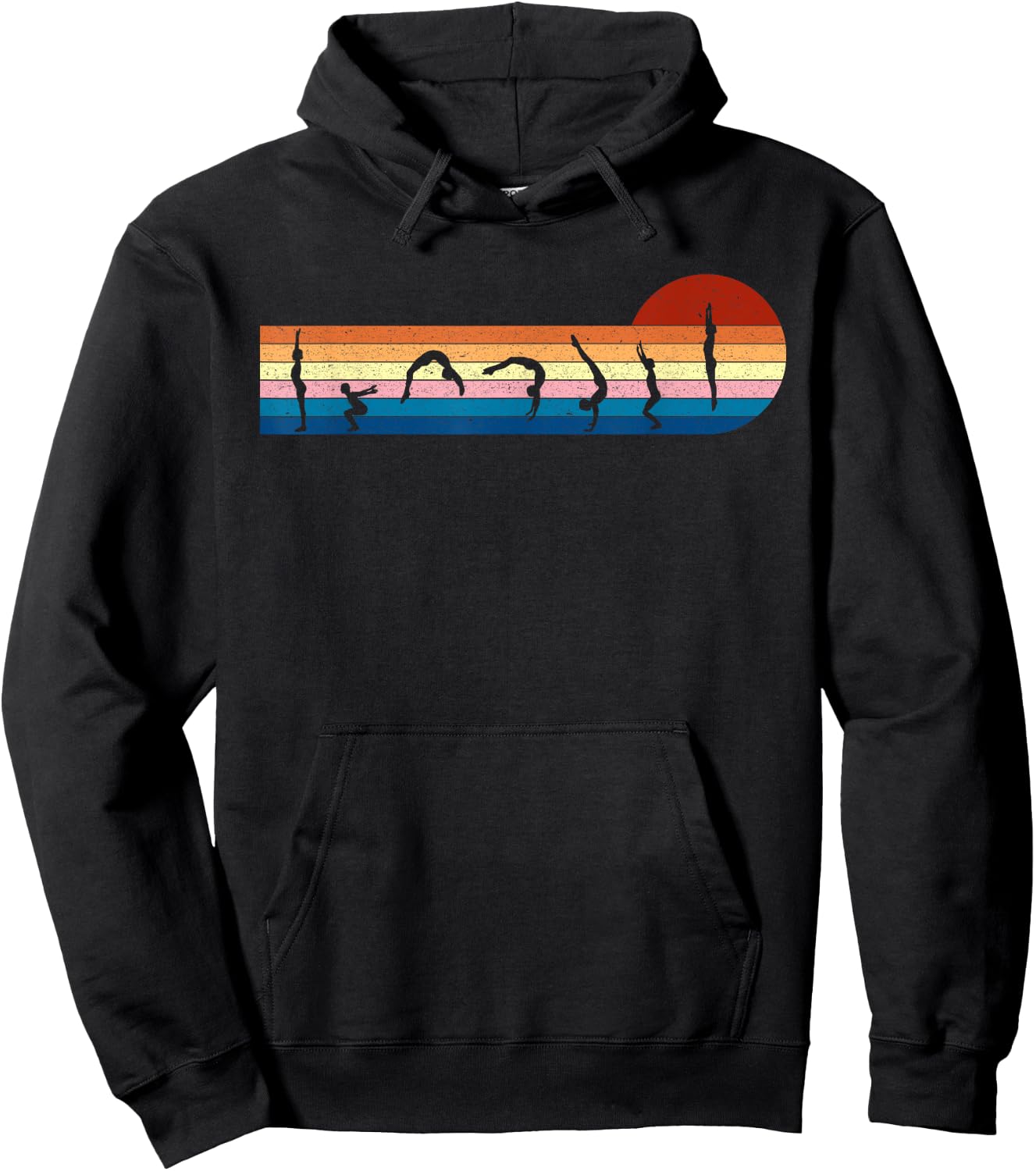 Gymnastics Vintage Retro Sunset Silhouette, Cool Gymnast Hoodie - Hoodie | Black