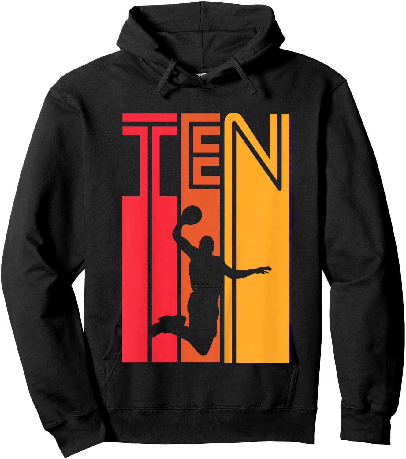 10th Birthday Basketball Lover Gift 10 Years Old Retro Hoodie - Hoodie | Black