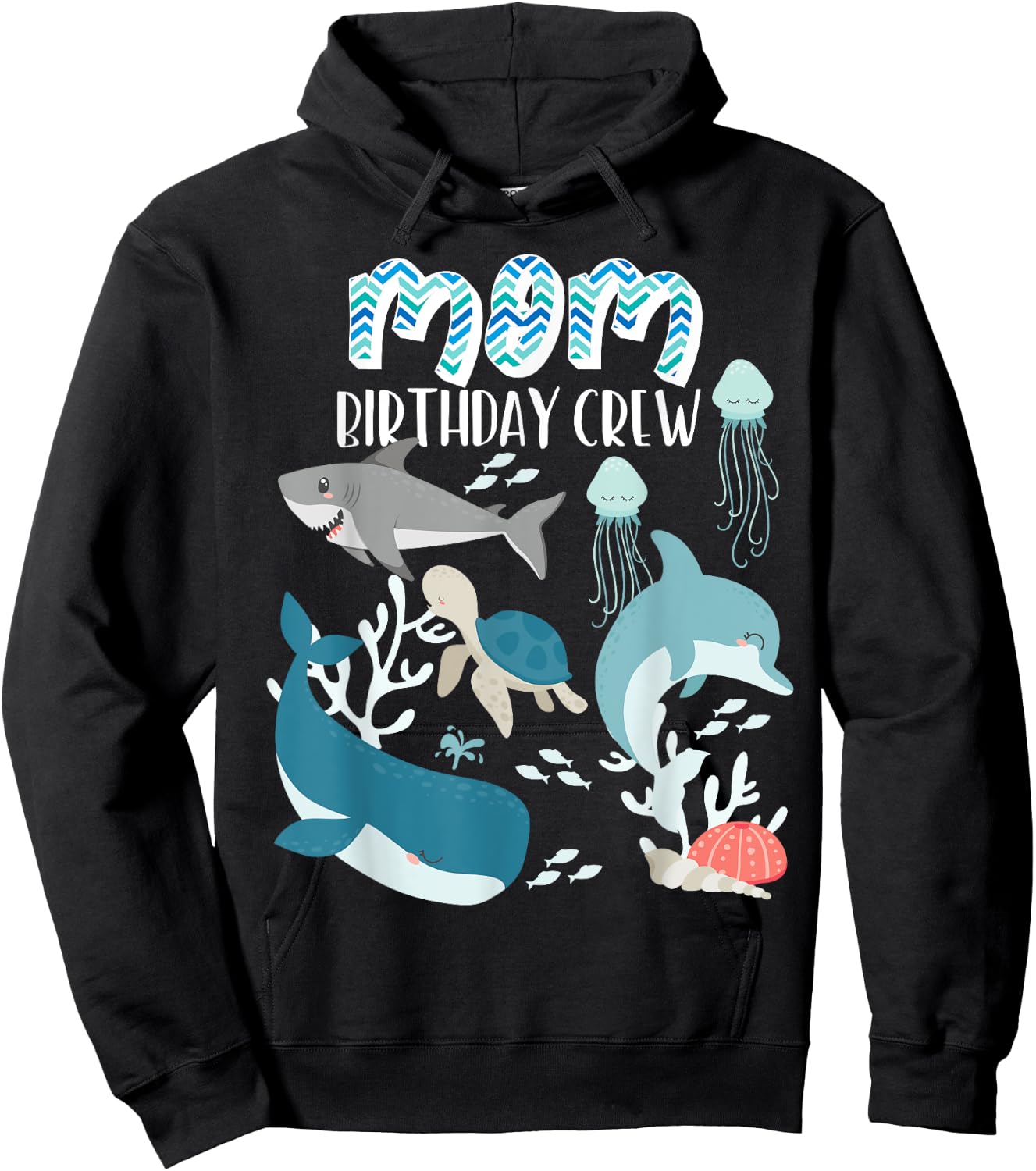 Mom of the Birthday Boy Ocean Sea Animals Birthday Party Hoodie - Hoodie | Black