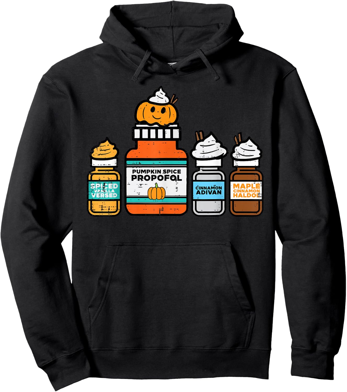 Halloween Nurse Pumpkin Spice Propofol Costume Scrub Top Hoodie - Hoodie | Black