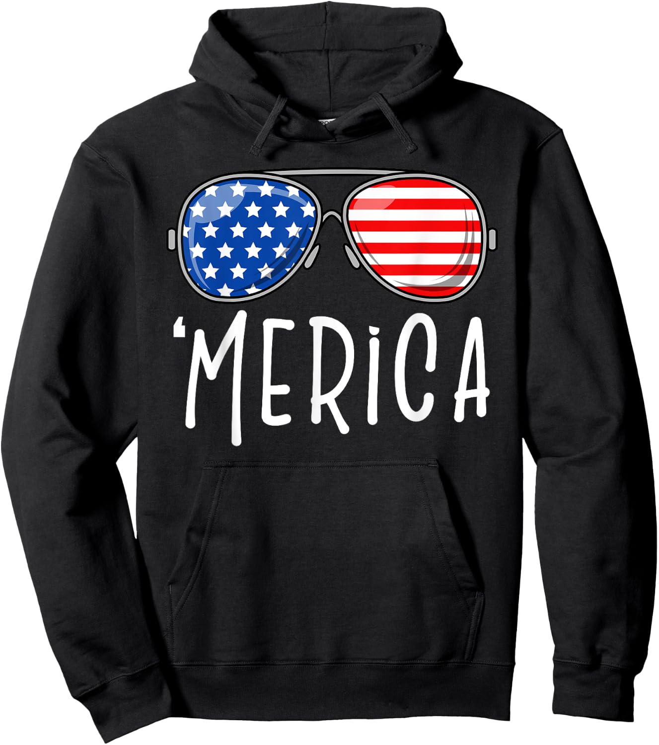 Merica Sunglasses | USA Flag 4th Of July Costume Women Kids Men Hoodie - Hoodie | Black