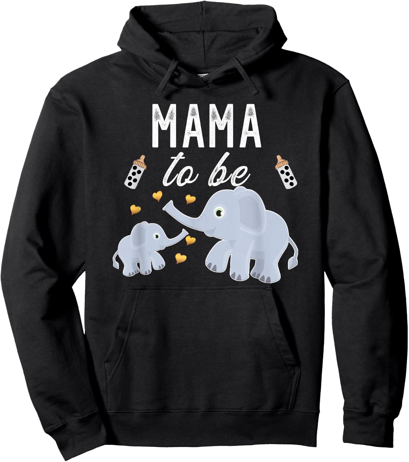 Mama To Be Elephant Baby Shower Mom Gift Cute Hoodie - Hoodie | Black