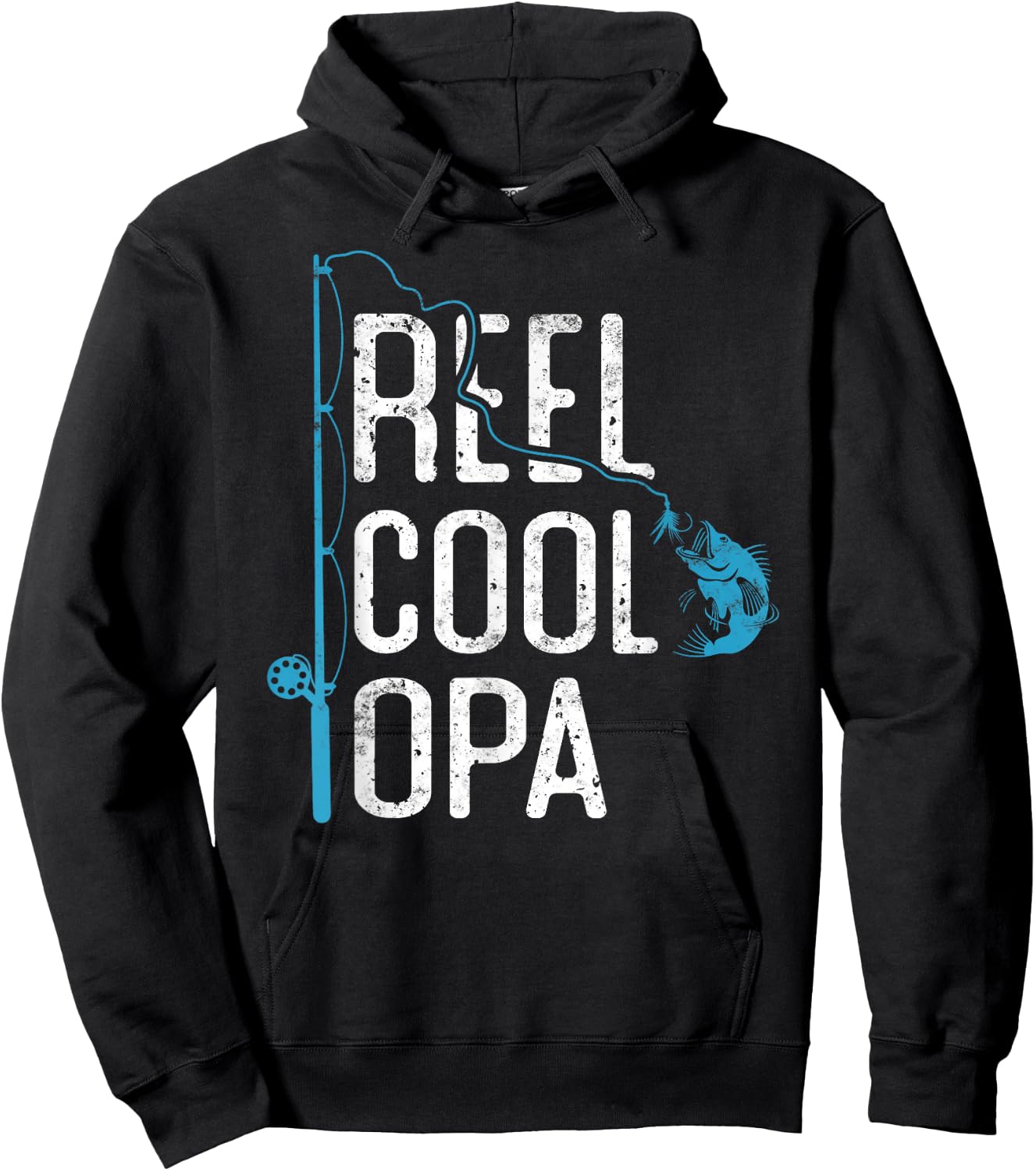 Reel cool Opa Fishing Father’s Day Gift Fisherman Opa Hoodie - Hoodie | Black