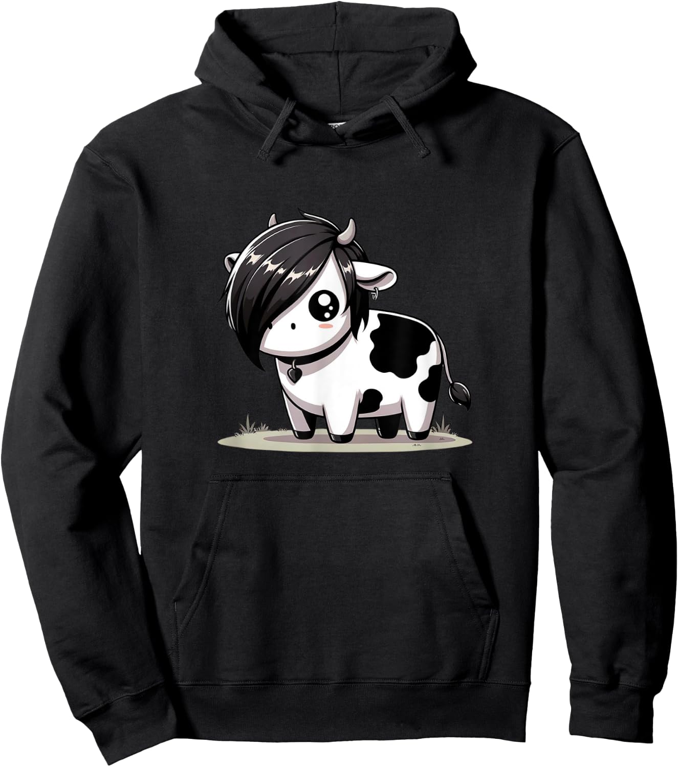 Kawaii Anime Emo Cow Kids Hoodie - Hoodie | Black