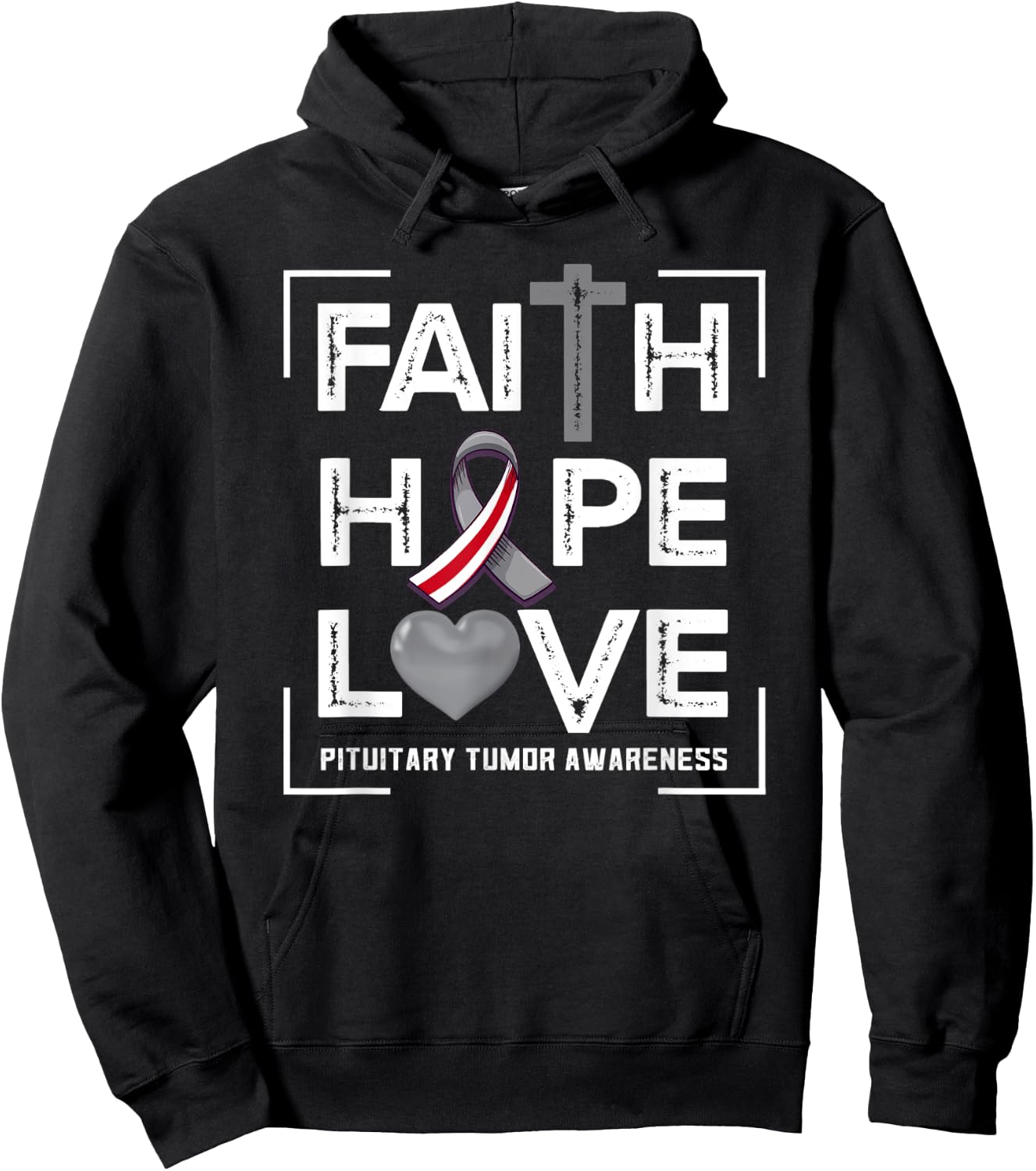 Faith Hope Love Pituitary Tumor Awareness Hoodie - Hoodie | Black