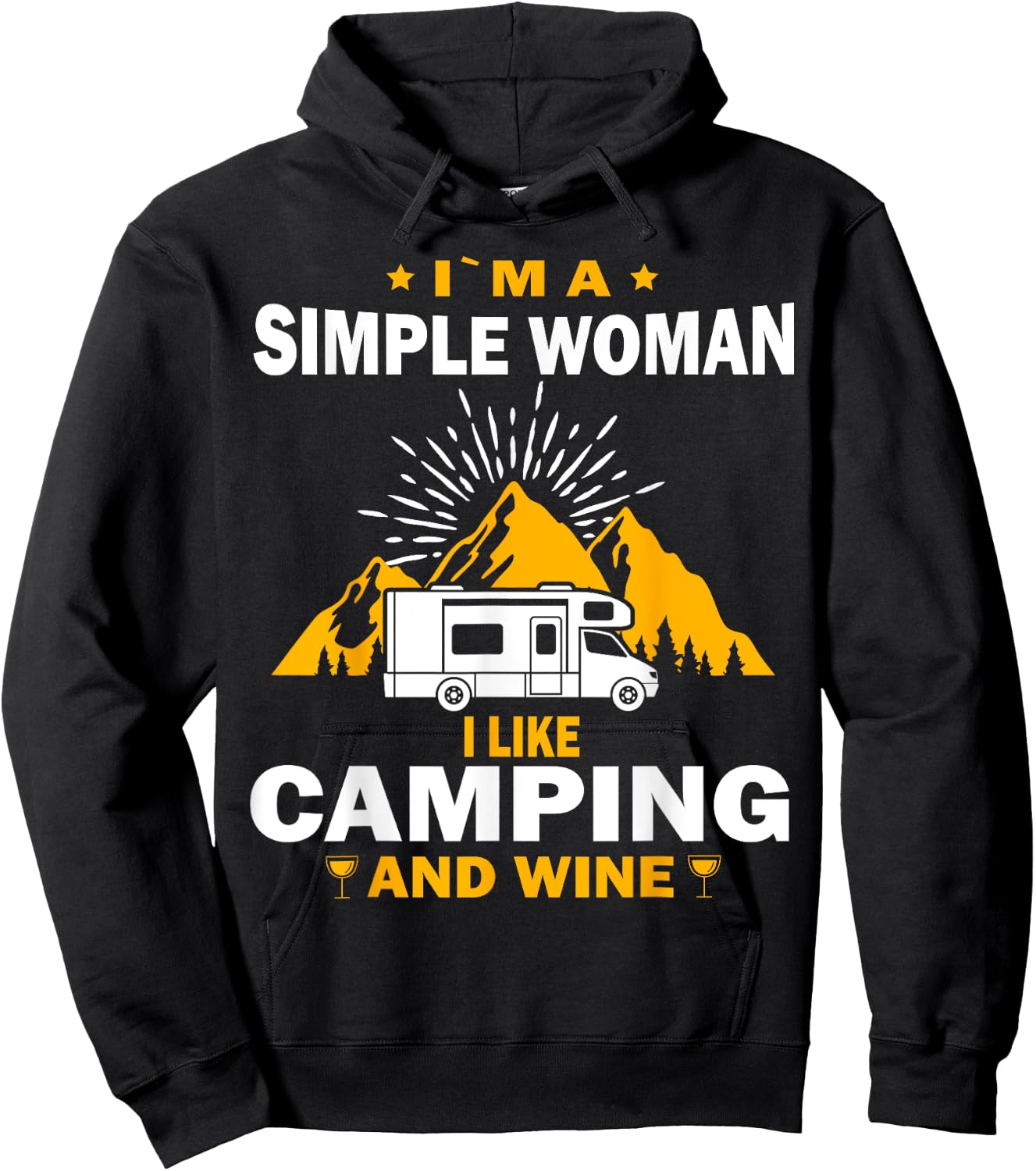 camping drinking vacation motorhome Camping and wine Hoodie - Hoodie | Black