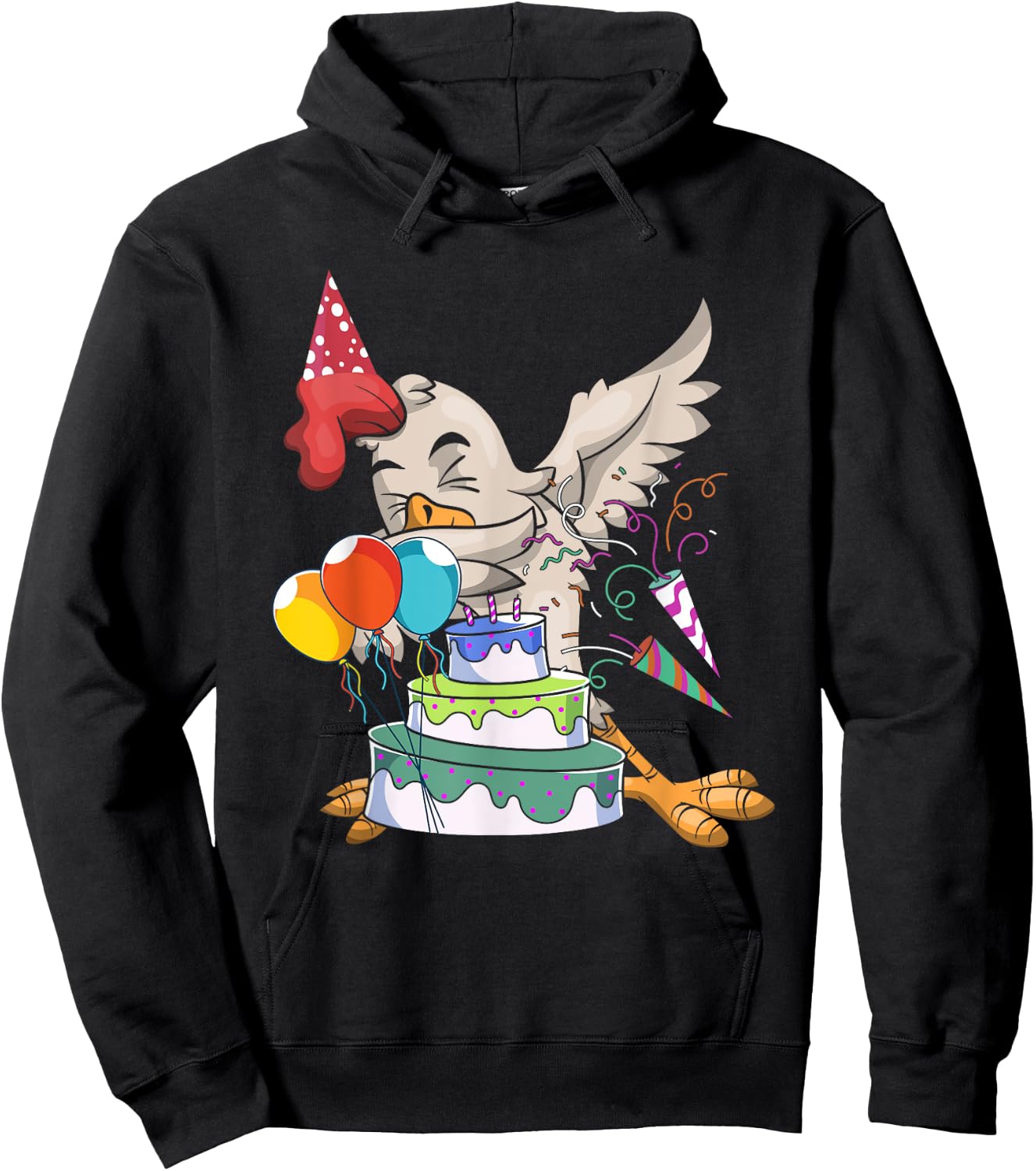 Dabbing Chicken Celebration Farm Animal Bird Kids Birthday Hoodie - Hoodie | Black