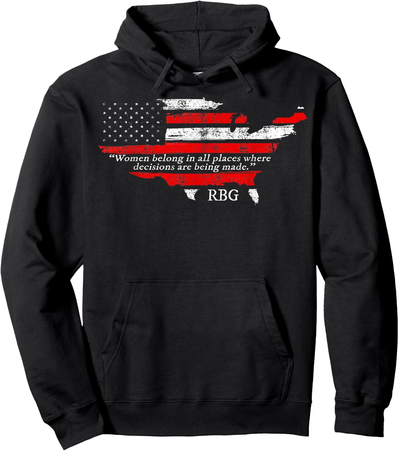 USA Women Belong in All Places Ruth Bader Ginsburg Feminism Hoodie - Hoodie | Black