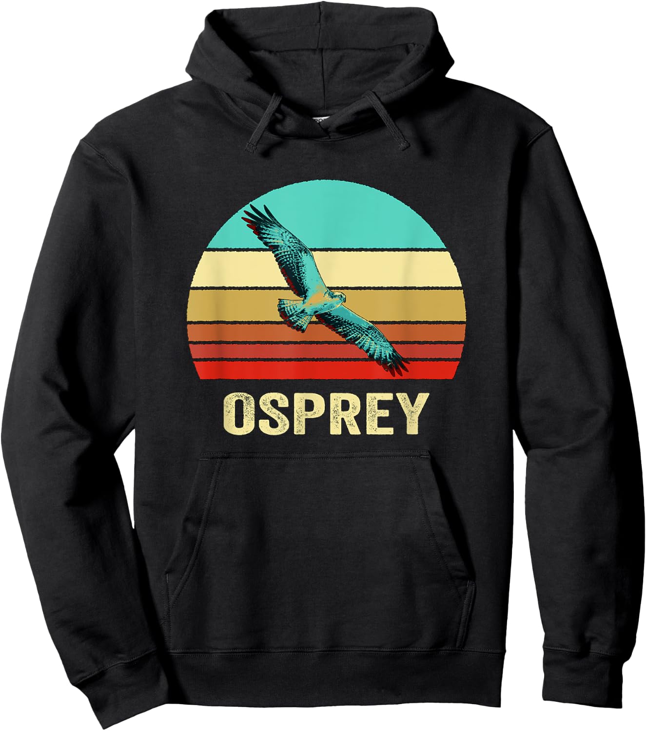 Vintage Retro Style Sunset Osprey Hoodie - Hoodie | Black