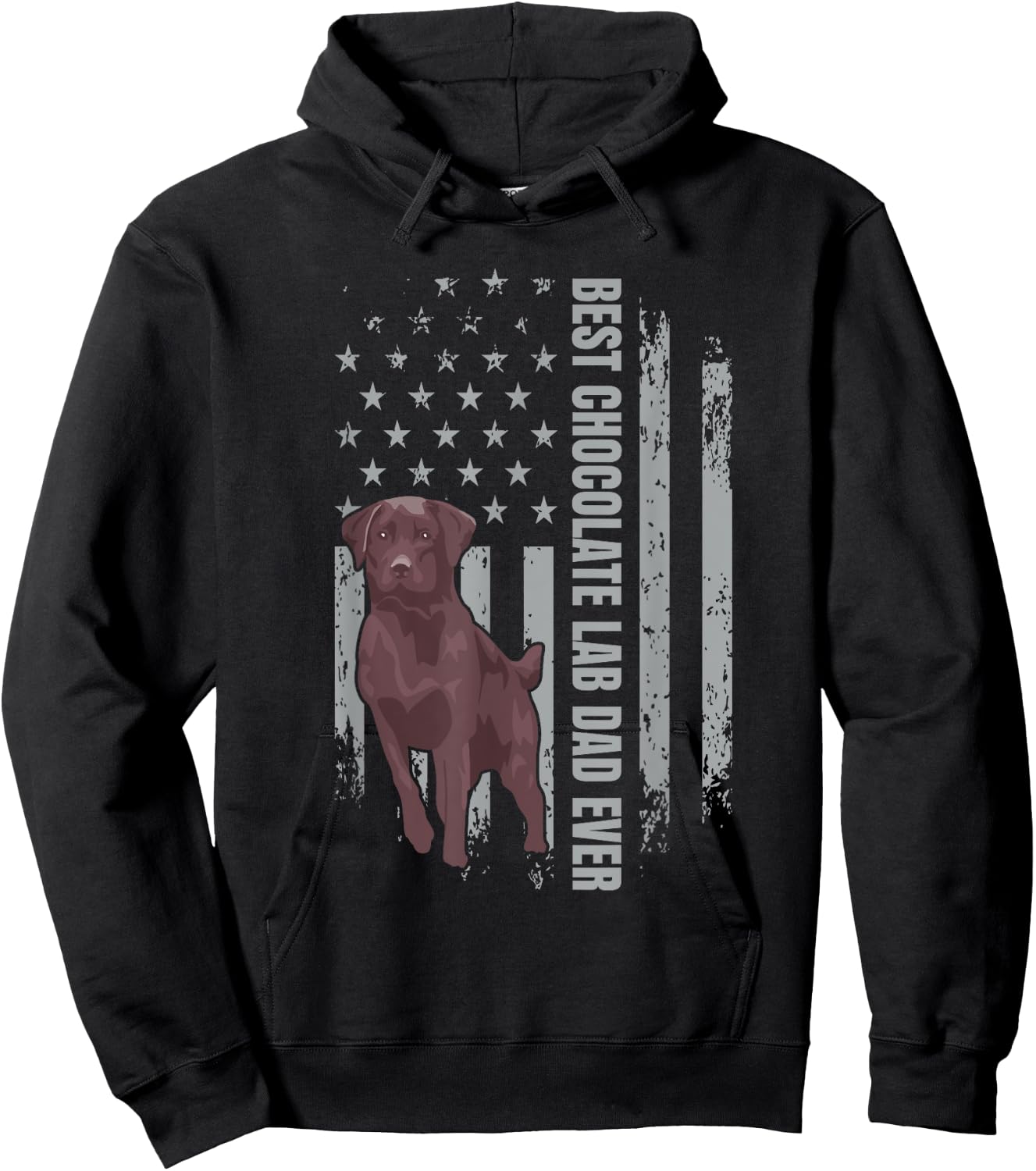 Chocolate Lab Dad American Flag Brown Labrador Retriever Hoodie - Hoodie | Black