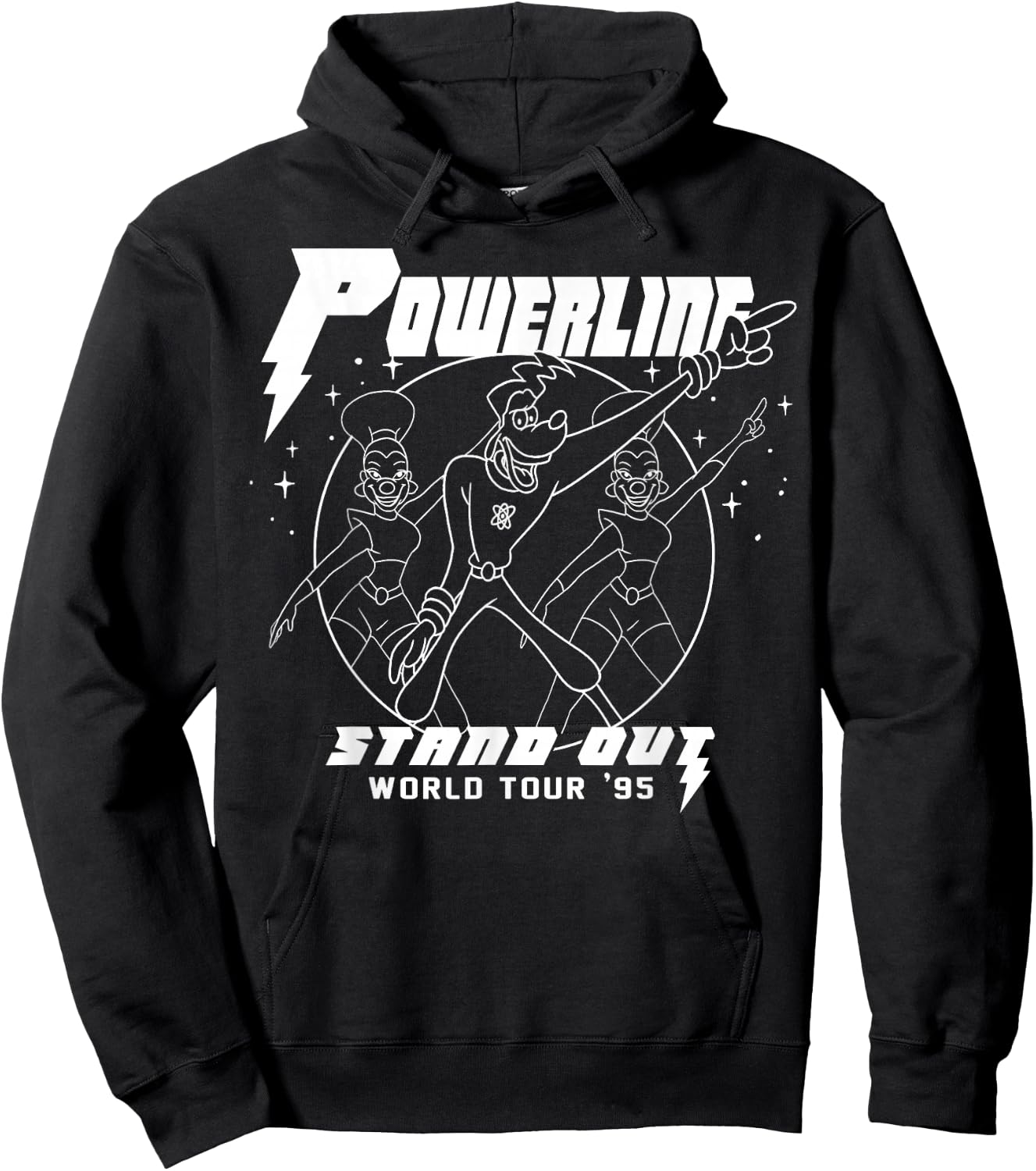 Disney A Goofy Movie Powerline World Tour Outline Poster Hoodie - Hoodie | Black