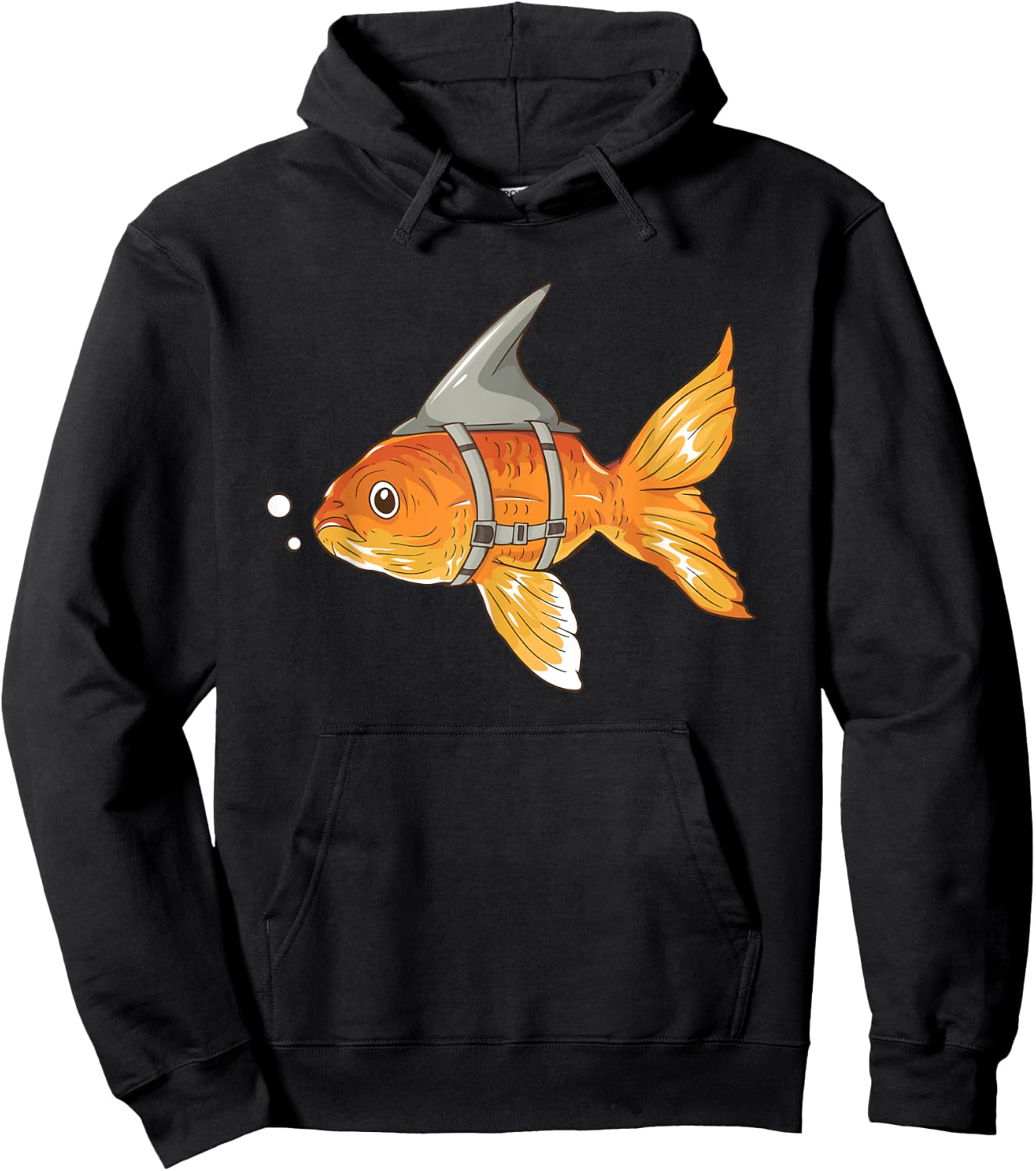 Goldfish With Shark Fin Cartoon Hoodie - Hoodie | Black