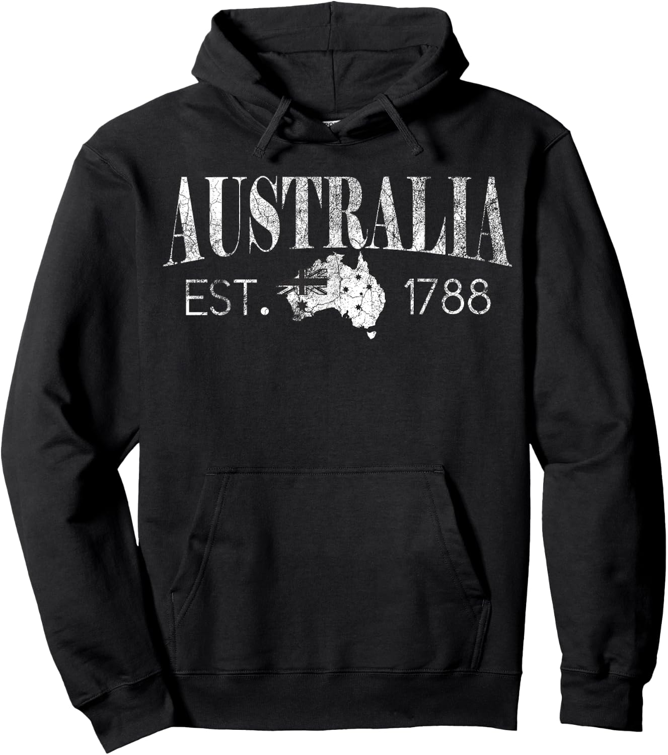 Vintage Australian map, Australian flag, Australia Est. 1788 Hoodie - Hoodie | Black