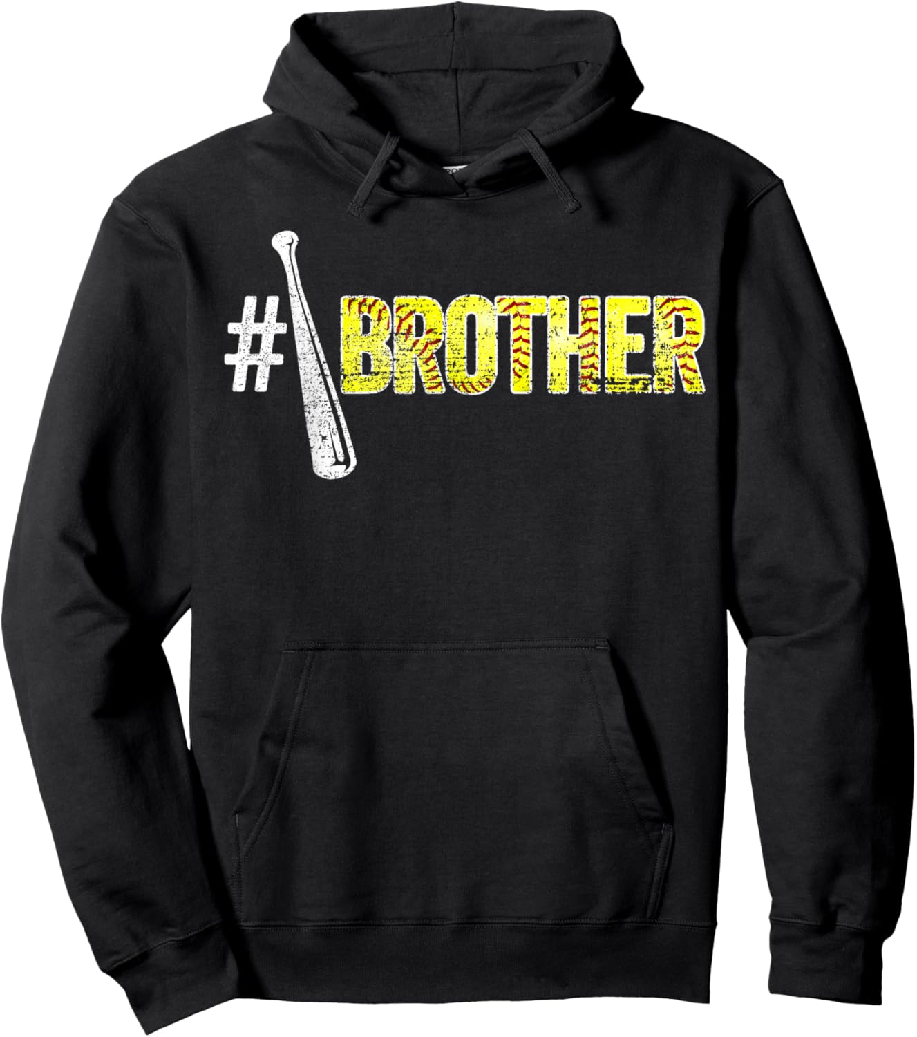 Number One Softball Brother Fathers Day Funny Softball Papa Hoodie - Hoodie | Black