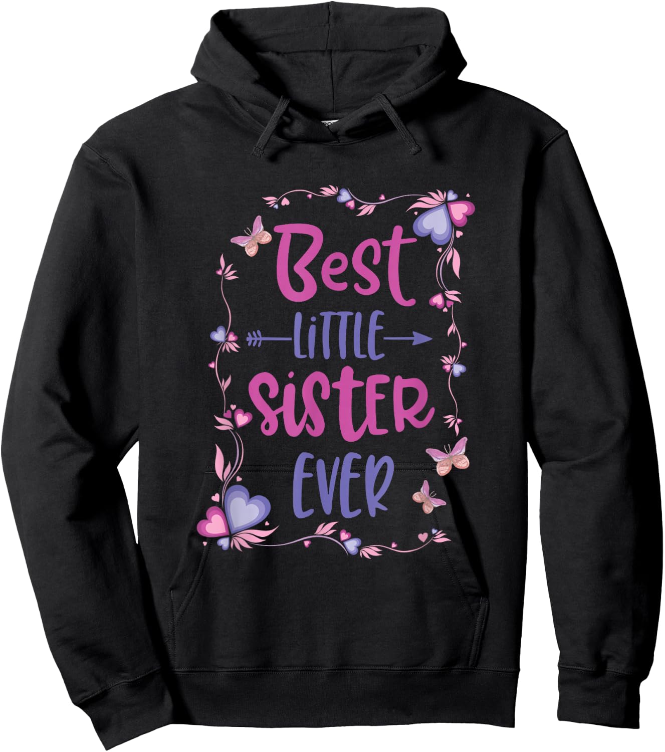Cute Best Little Sister Ever Girls Women Siblings Friends Hoodie - Hoodie | Black