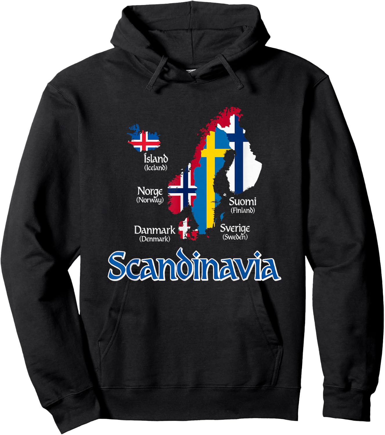 Scandinavia Flags Map Hoodie - Hoodie | Black