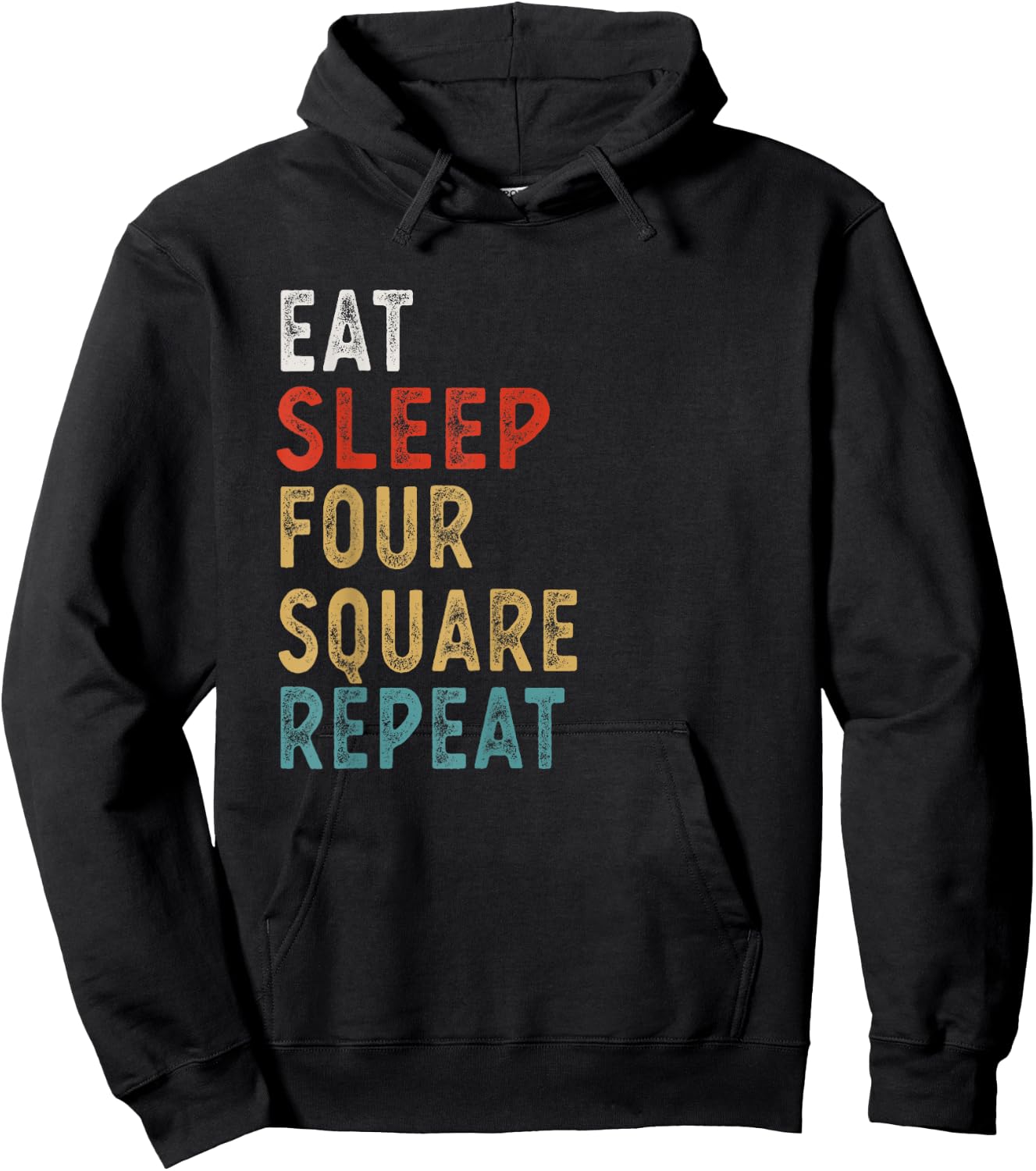 Eat Sleep Four Square Repeat Funny Player Gift Vintage Hoodie - Hoodie | Black
