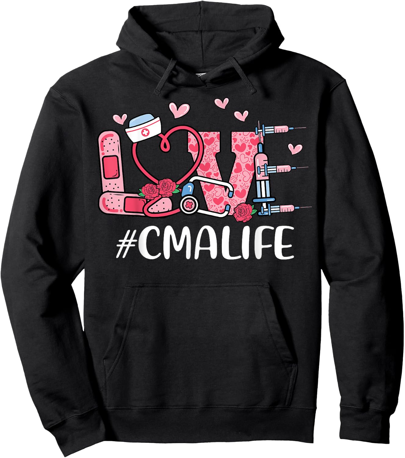 CMA Certified Medical Assistant Love Valentines Day Women Hoodie - Hoodie | Black