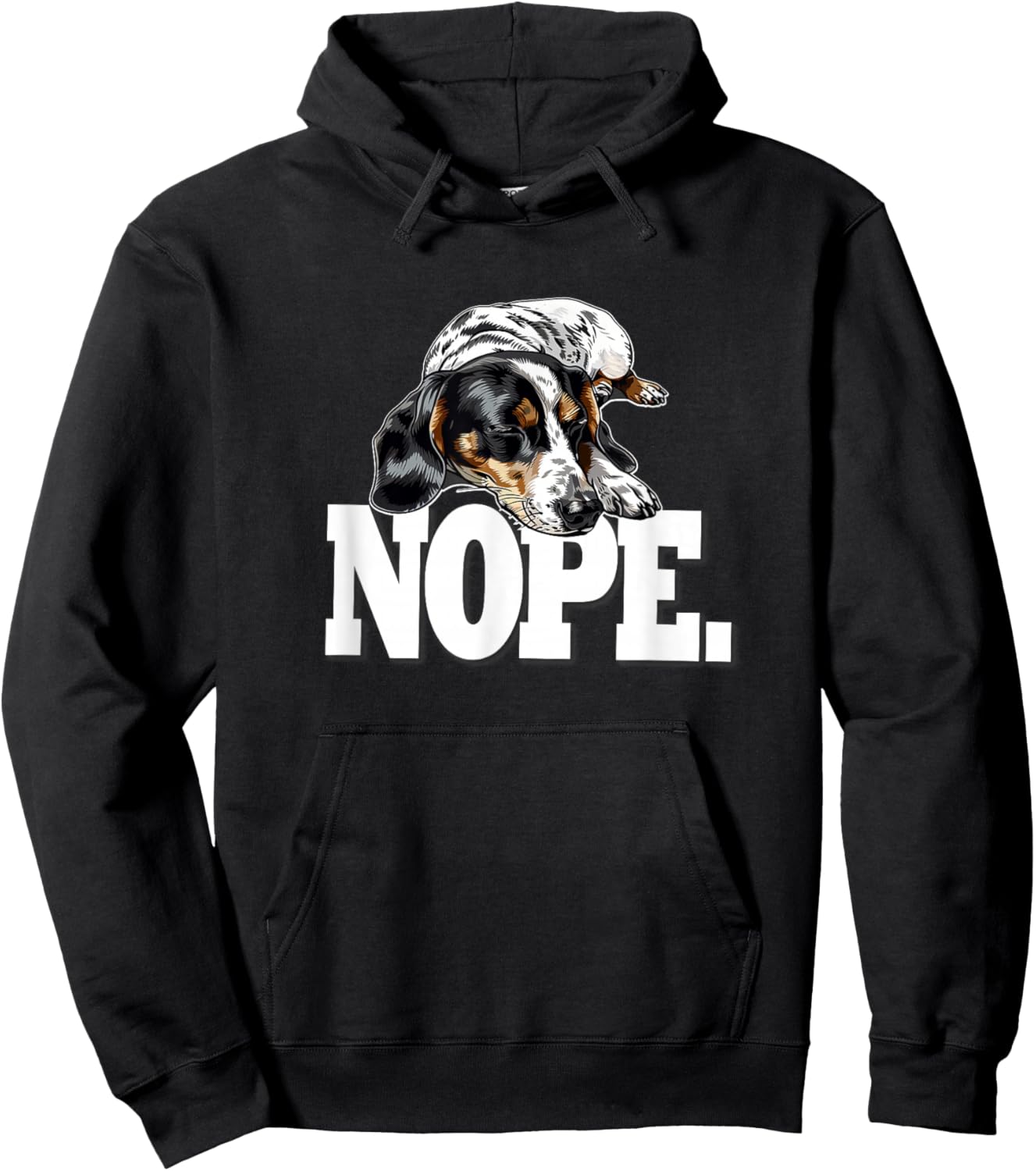 Funny Napping NOPE Piebald Dachshund Lover Hoodie - Hoodie | Black