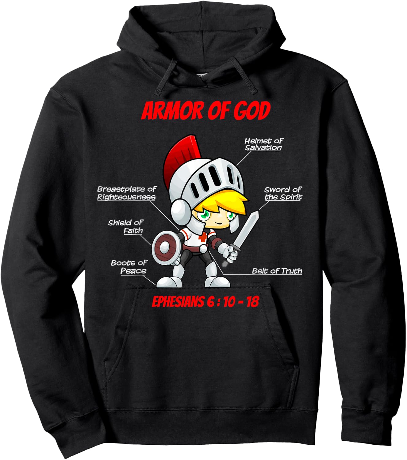 Ephesians 6 Armor of God Christian Bible Verse Hoodie - Hoodie | Black
