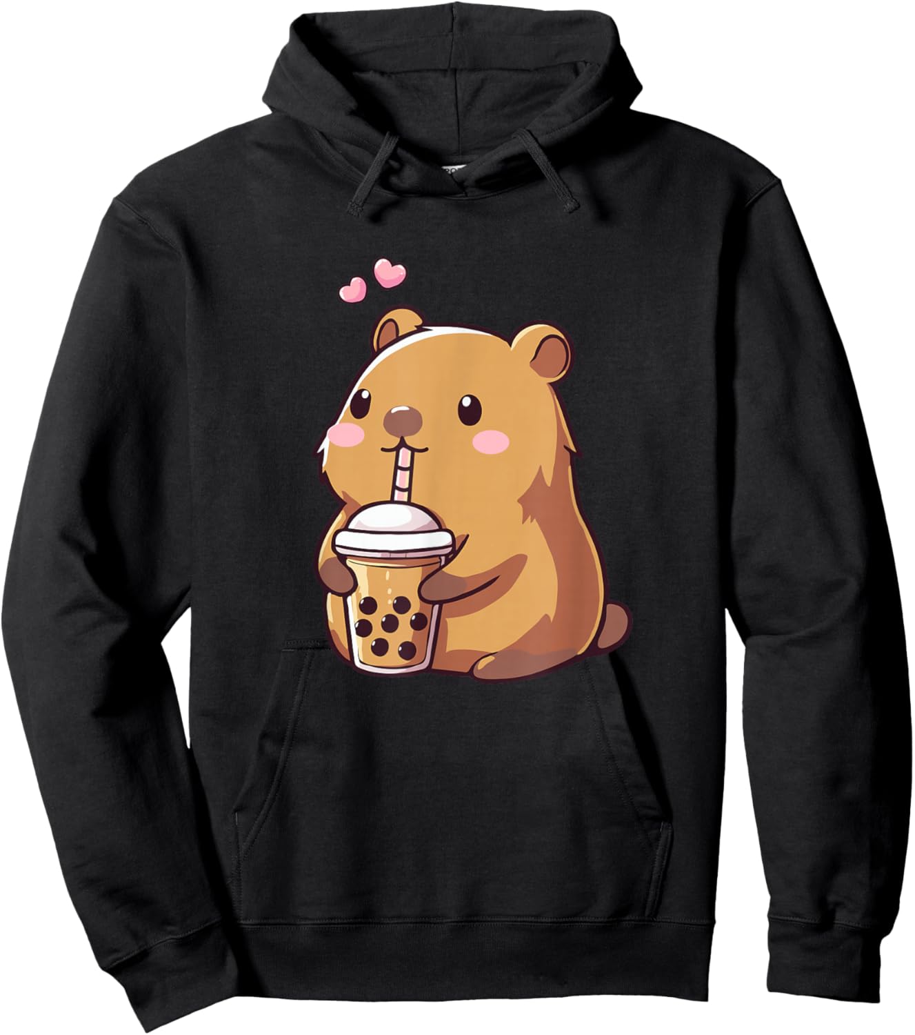 Capybara Boba Bubble Tea Kids Girls Kids Kawaii Capybara Hoodie - Hoodie | Black