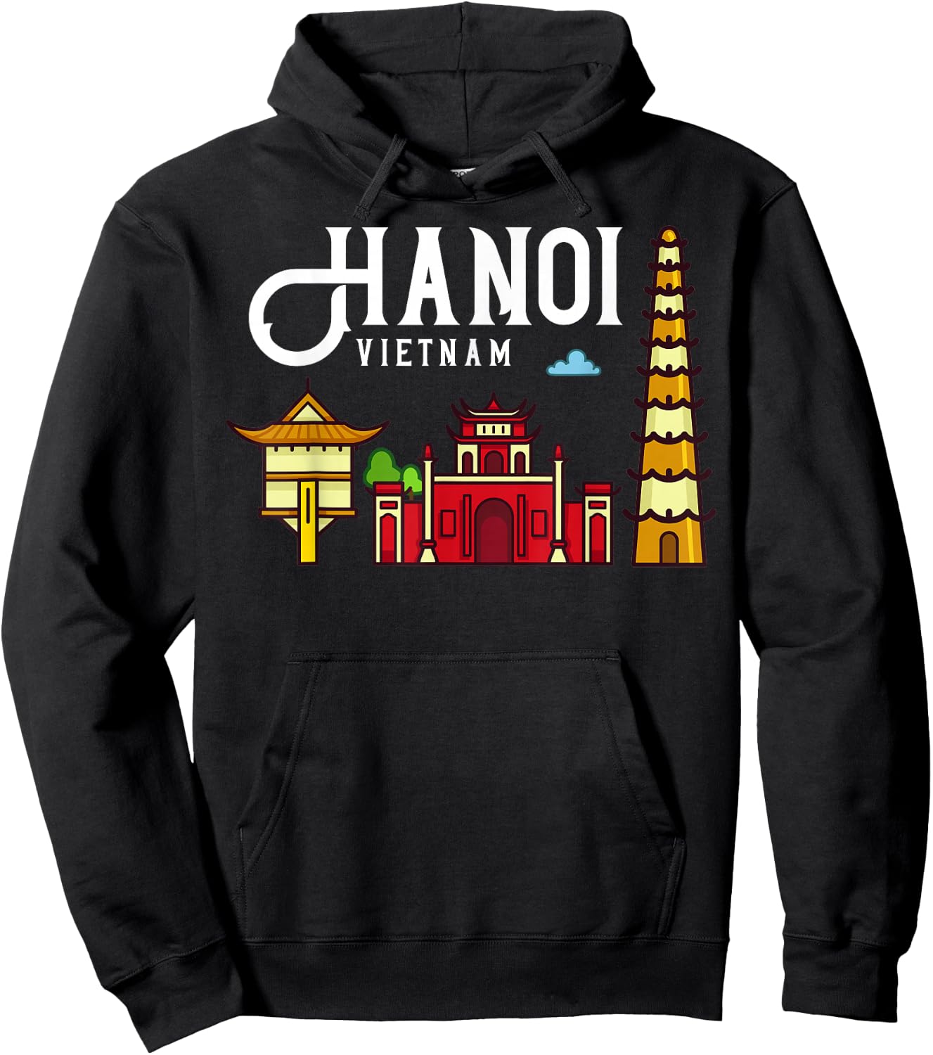 Hanoi Vietnam City Skyline Map Travel Hoodie - Hoodie | Black