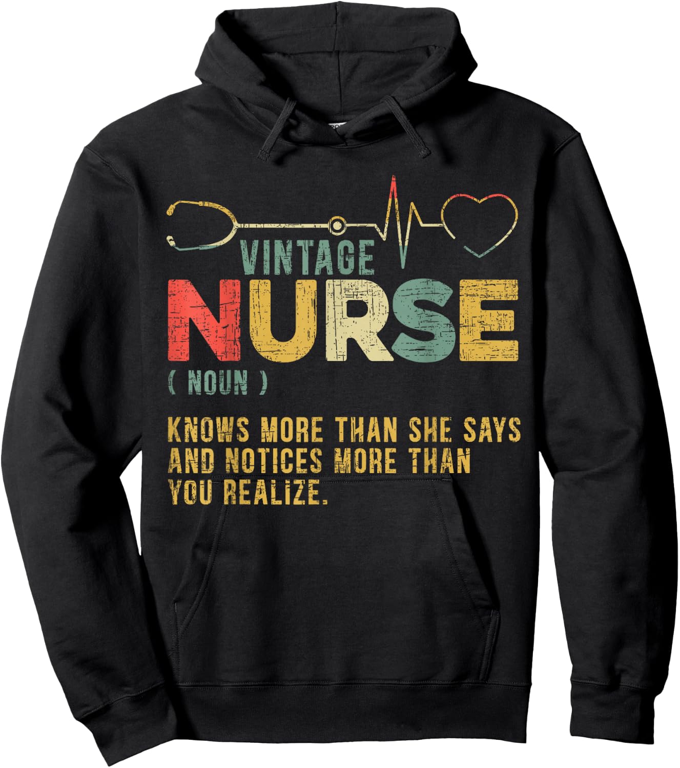 Vintage Nurse Definition Hospital Medical Registered Nursing Hoodie - Hoodie | Black