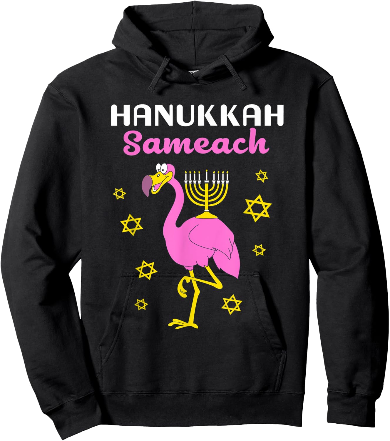 Hanukkah Flamingo Hanukkah Sameach Hoodie - Hoodie | Black