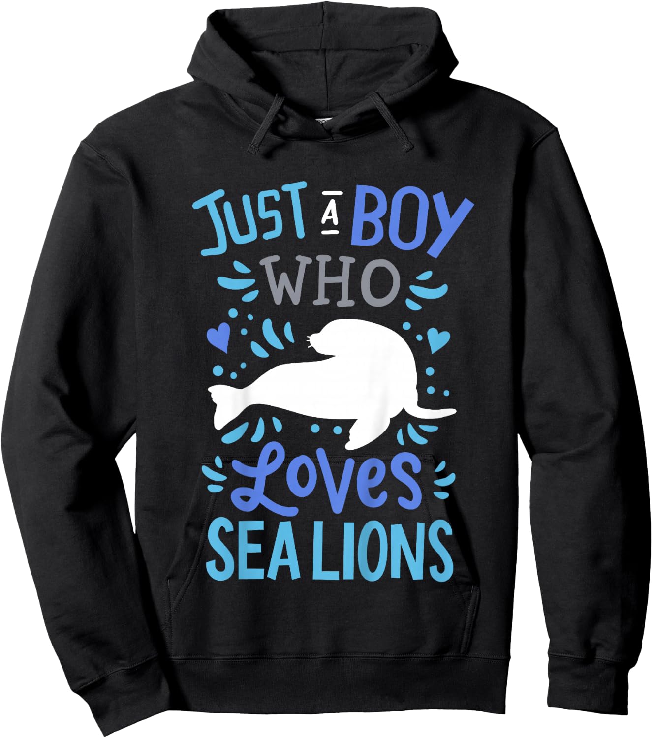 Kids Sea Lion Just A Boy Who Loves Sea Lions Gift Hoodie - Hoodie | Black
