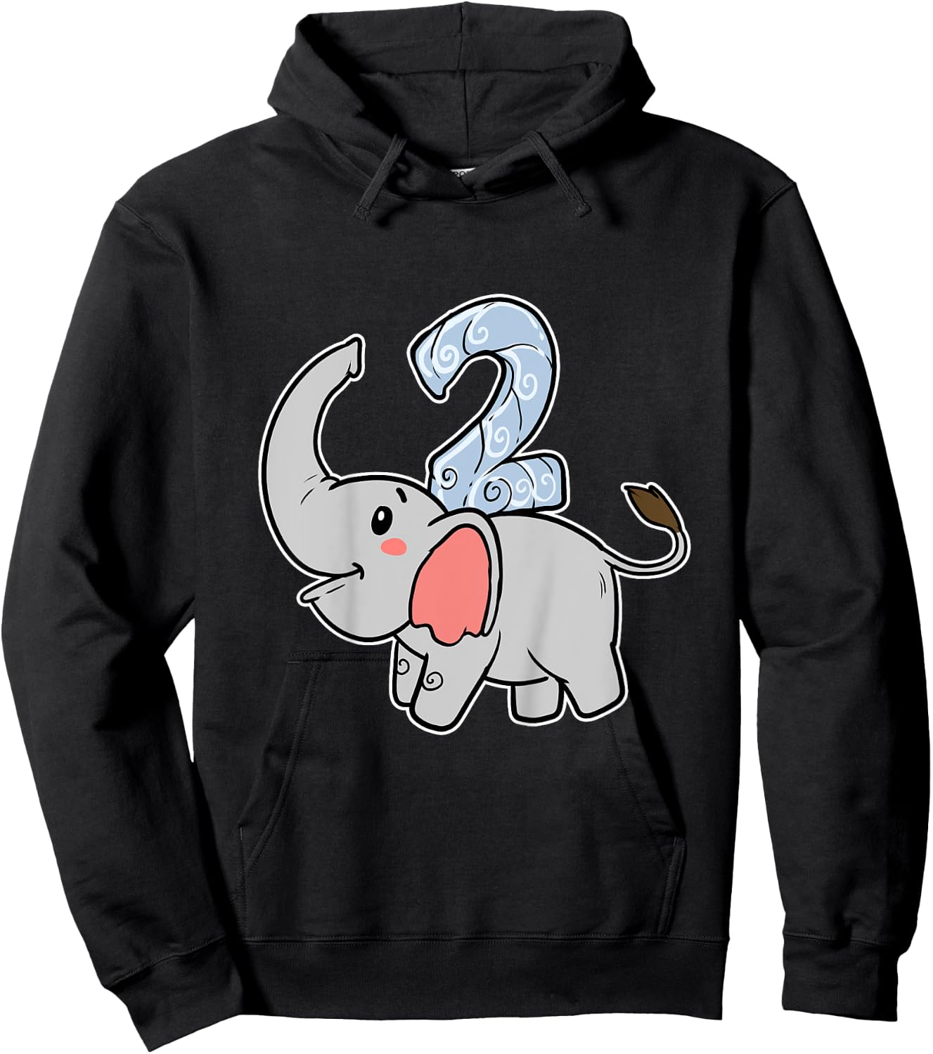 Happy Birthday Party 2 Two Years Elephant Second Year Birth Hoodie - Hoodie | Black