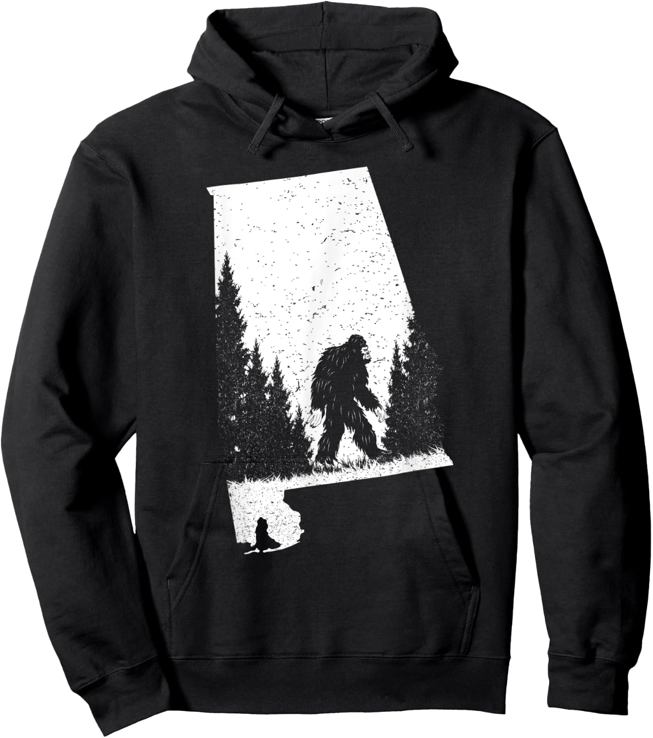 Alabama Bigfoot Pride Flag Sasquatch Silhouette State Pride Hoodie - Hoodie | Black