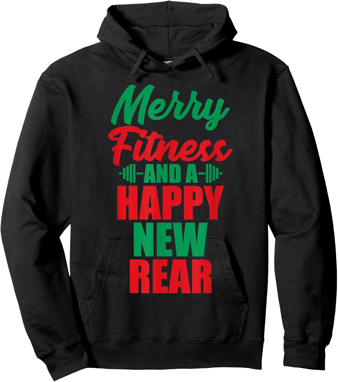 Merry Fitness And A Happy New Rear Funny Christmas Workout Hoodie - Hoodie | Black
