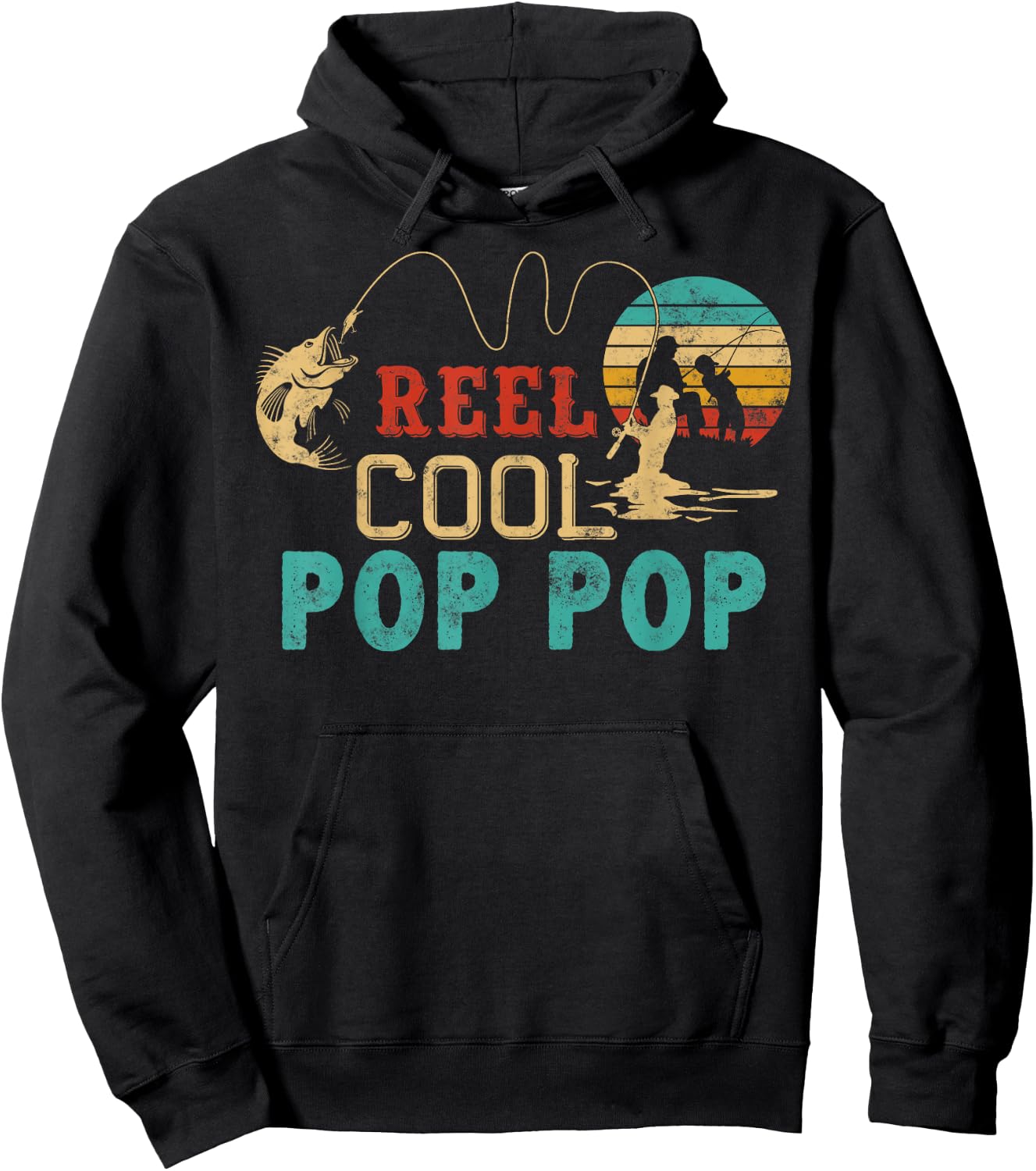 Fishing Reel Cool Pop Pop Father’s Day Gift Fisherman Hoodie - Hoodie | Black
