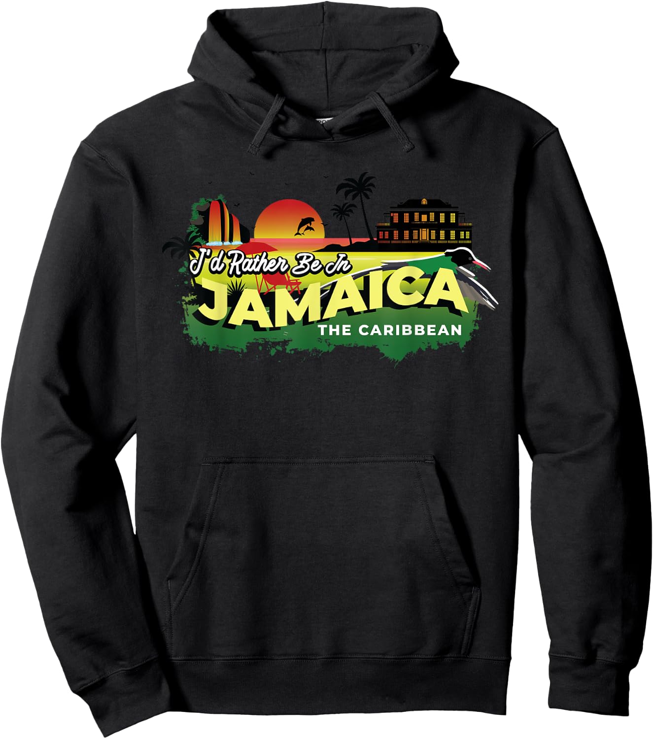 I'd Rather Be In Jamaica The Caribbean - Vintage Souvenir Hoodie - Hoodie | Black