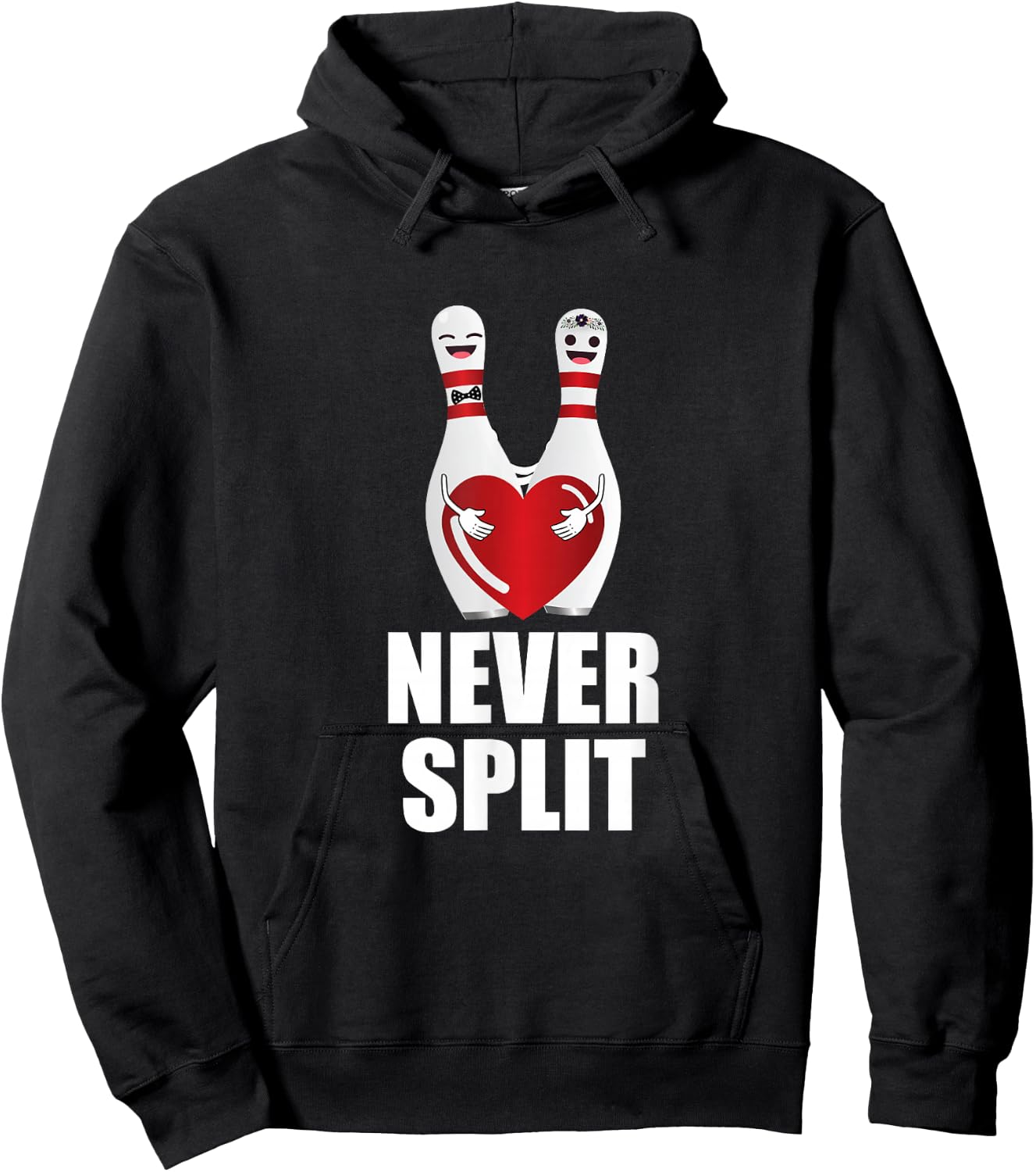 Never Split Bowling Pins Valentine's Day Couples Matching Hoodie - Hoodie | Black