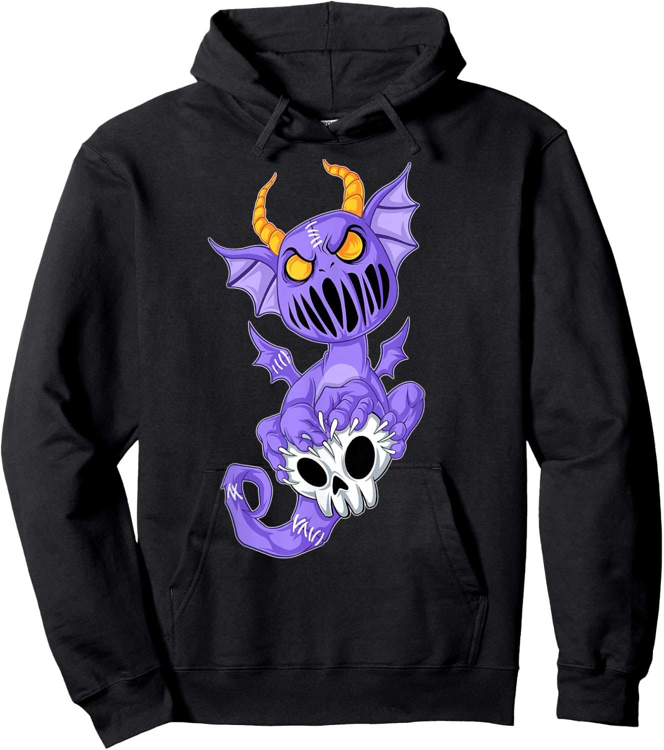 Kawaii Pastel Goth Cute Creepy Demon Dragon & Skull Hoodie - Hoodie | Black