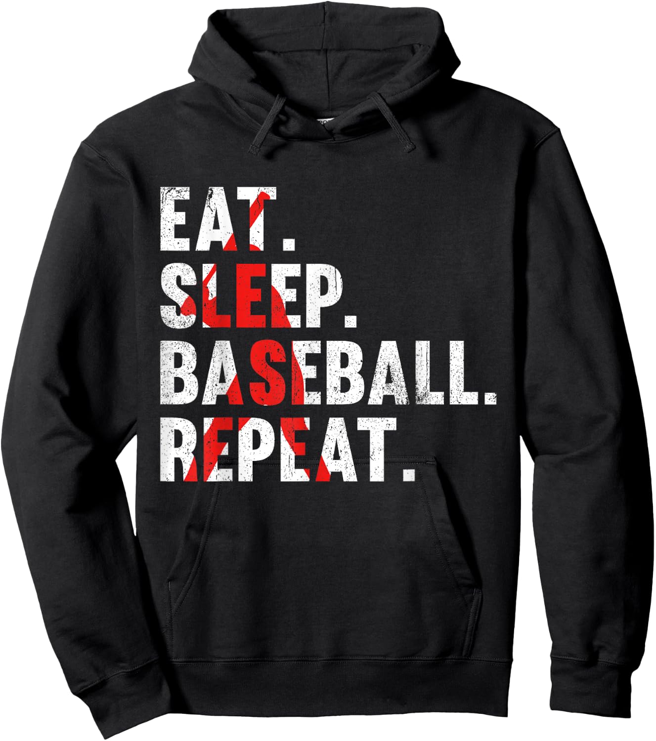 Eat Sleep Baseball Repeat, Funny for Sport Lovers Hoodie - Hoodie | Black