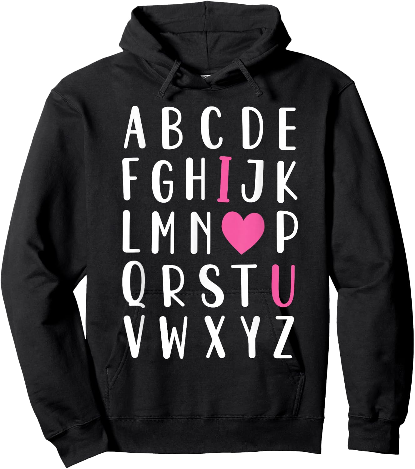 Valentines Day ABC I Love You Alphabet Teacher Girls Hoodie - Hoodie | Black